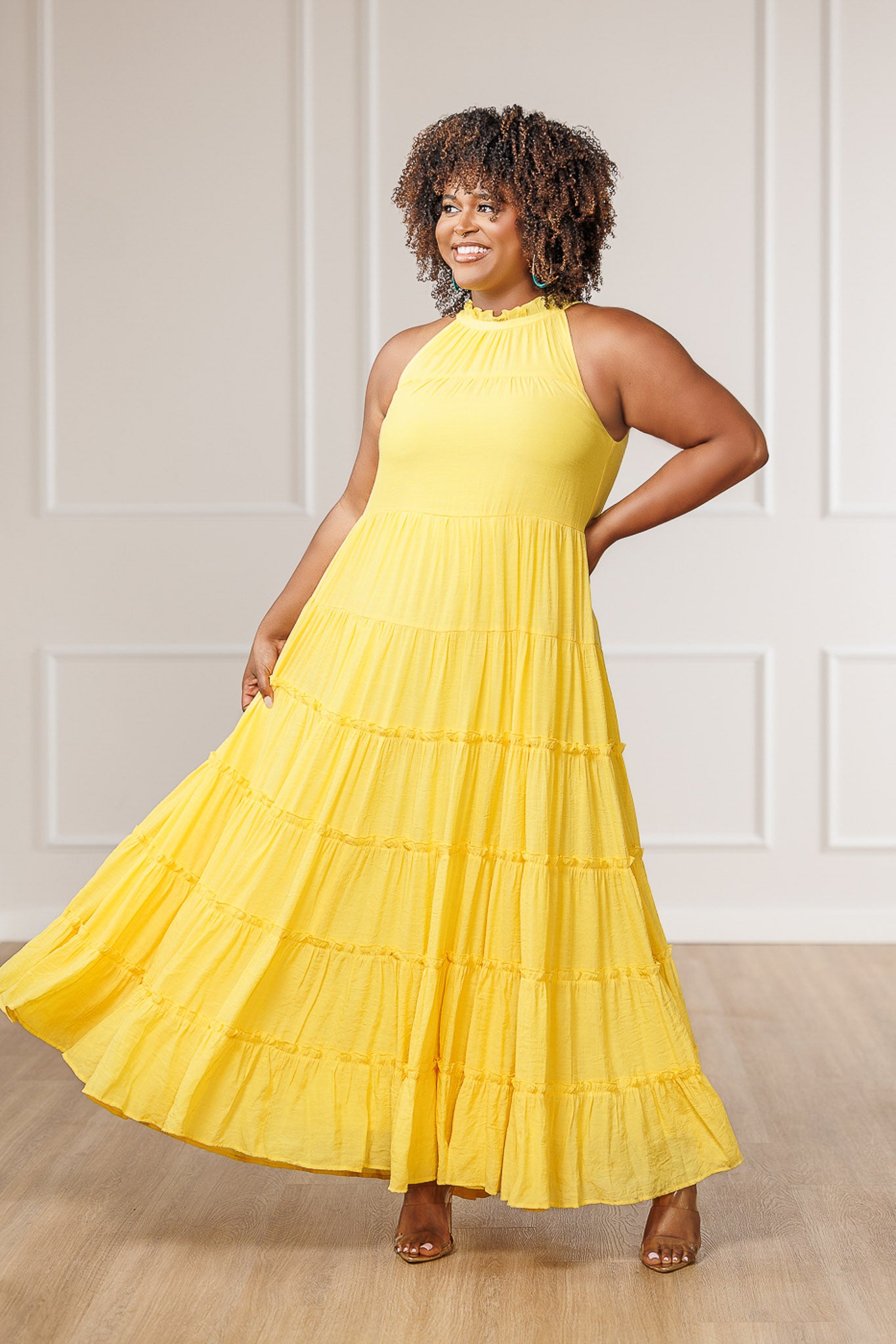 FINAL SALE - Jacqui Tiered Ruffle Dress - Yellow