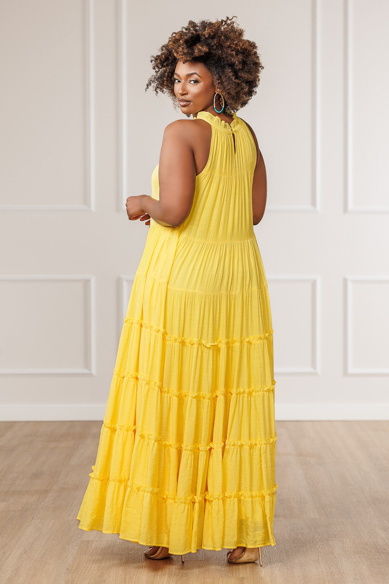 FINAL SALE - Jacqui Tiered Ruffle Dress - Yellow