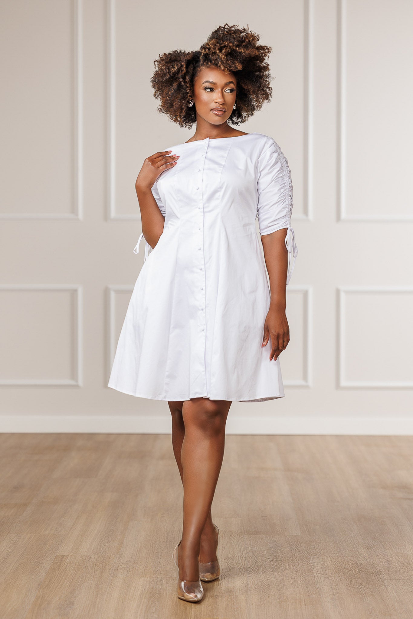 FINAL SALE - Olivia Boat Neck Dress - White