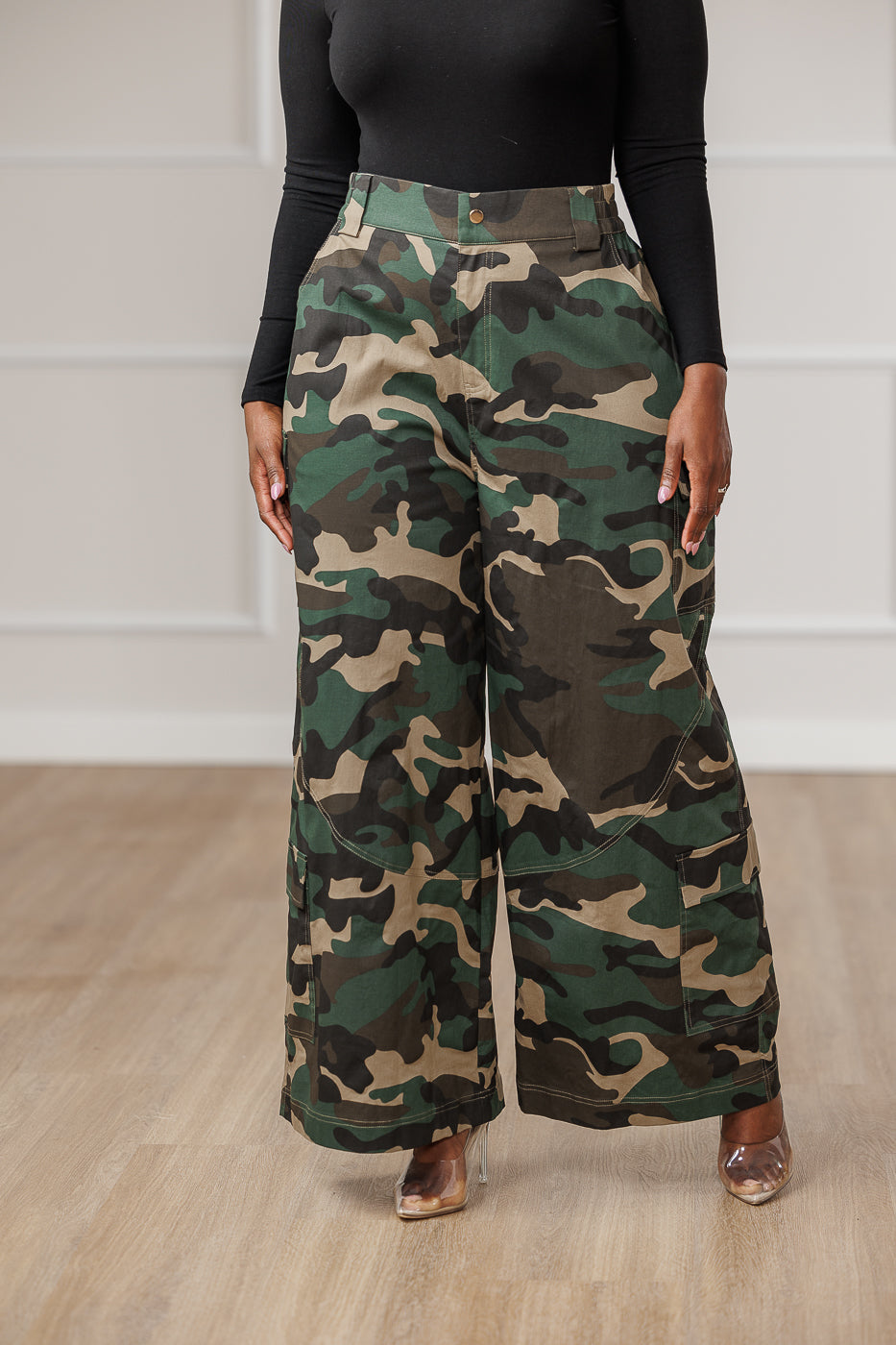 Kalea Wide Cargo Pants - Camo