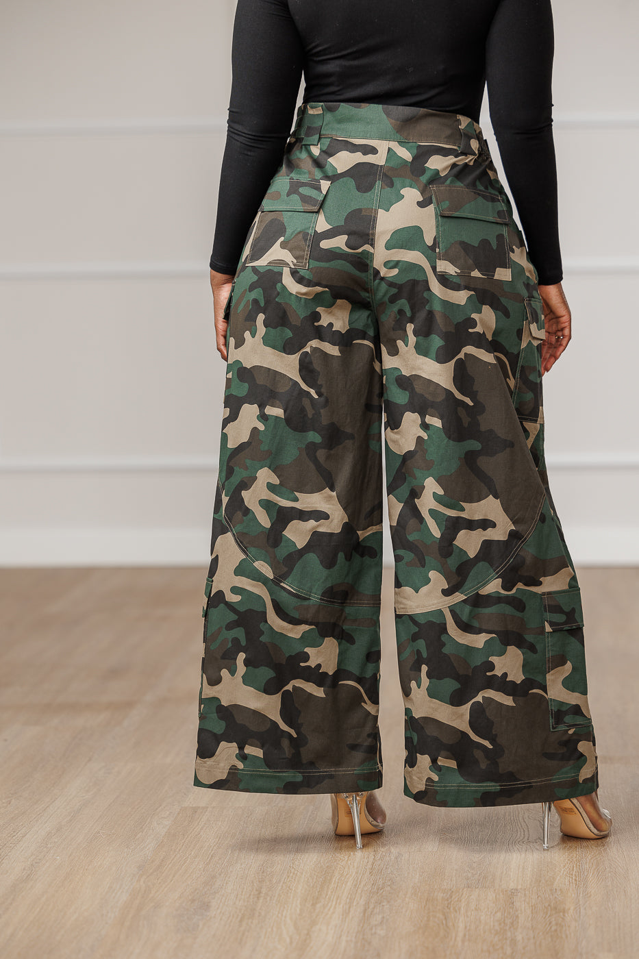 Kalea Wide Cargo Pants - Camo