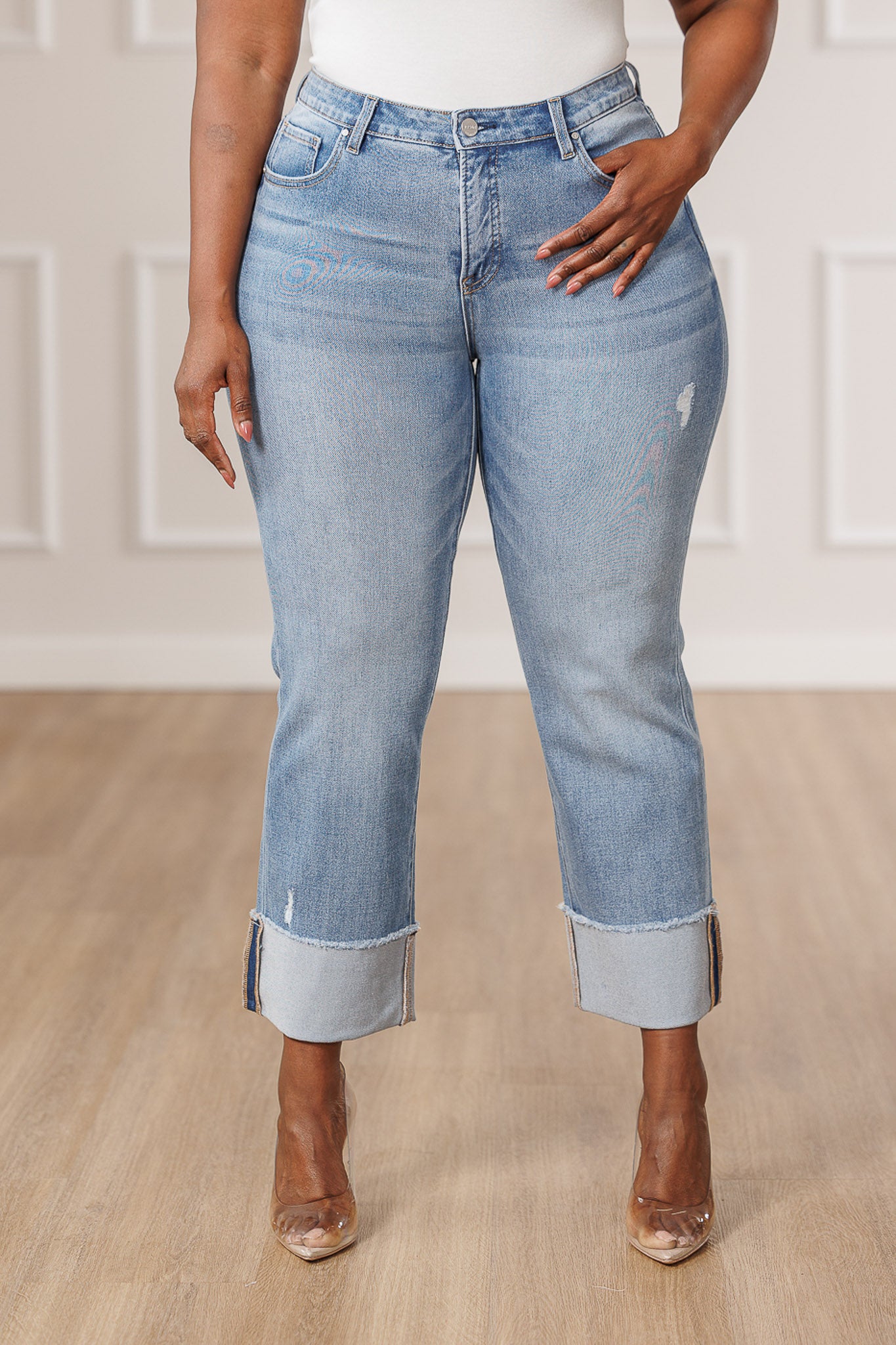 Scarlet Straight Folded Cuff Jeans