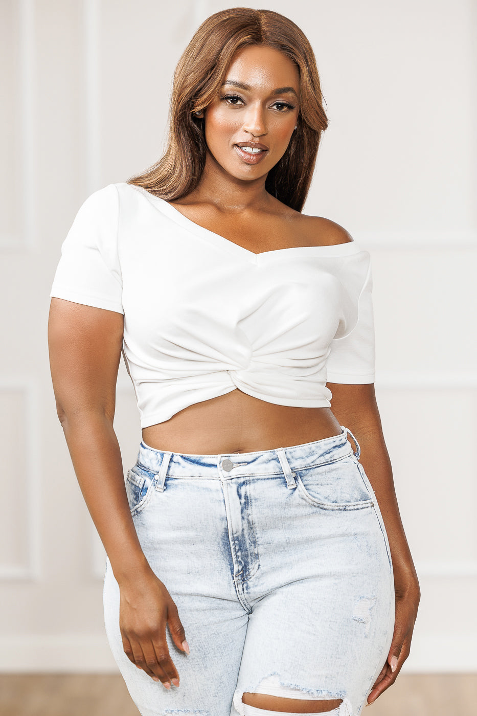 Vanna Knot Crop Top - Off White