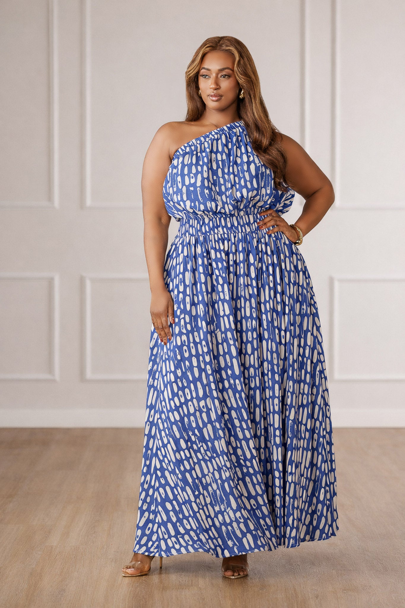 FINAL SALE - Coral One Shoulder Maxi Dress