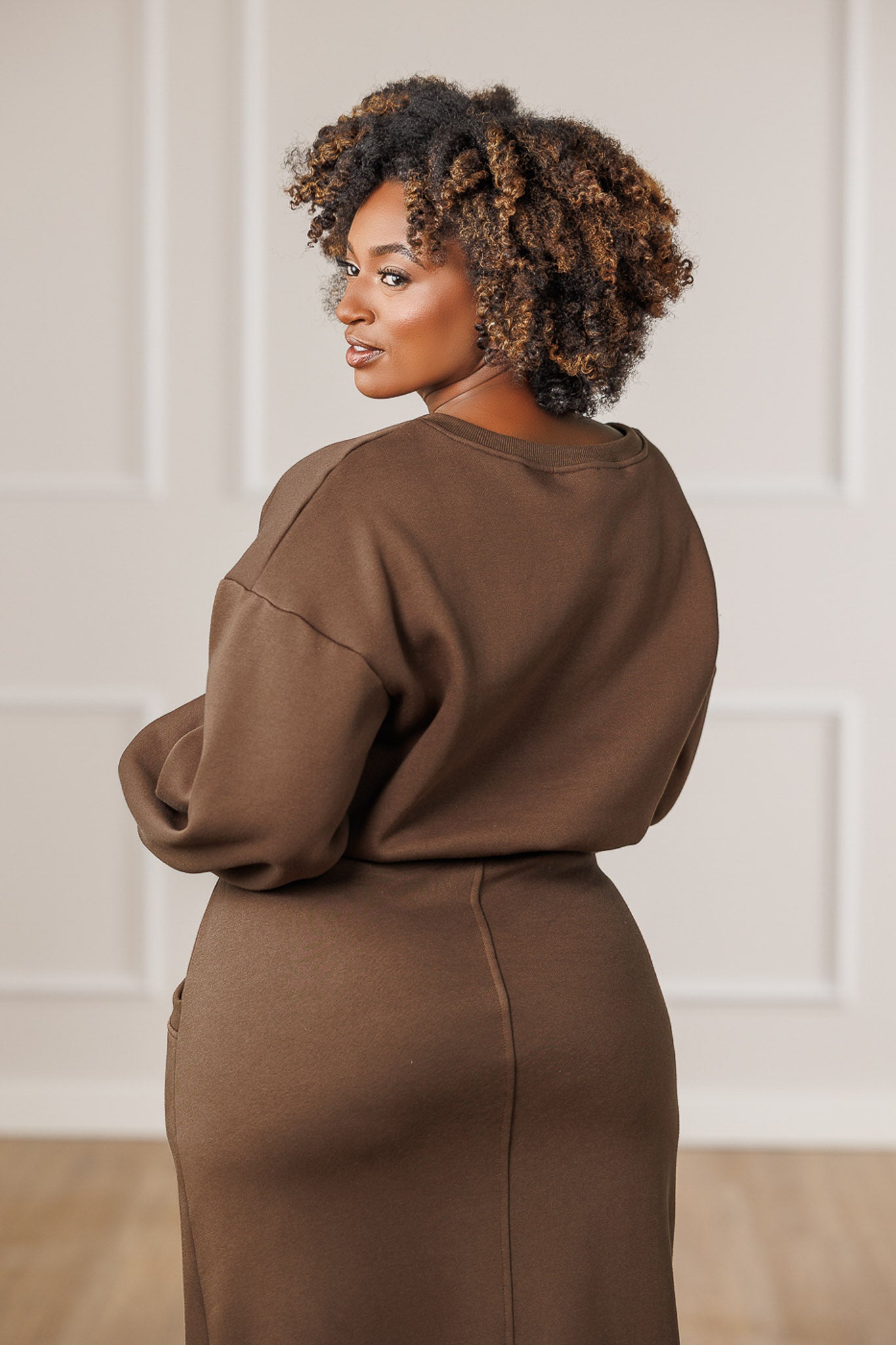Vivian Fleece Surplice Sweatshirt - Mocha