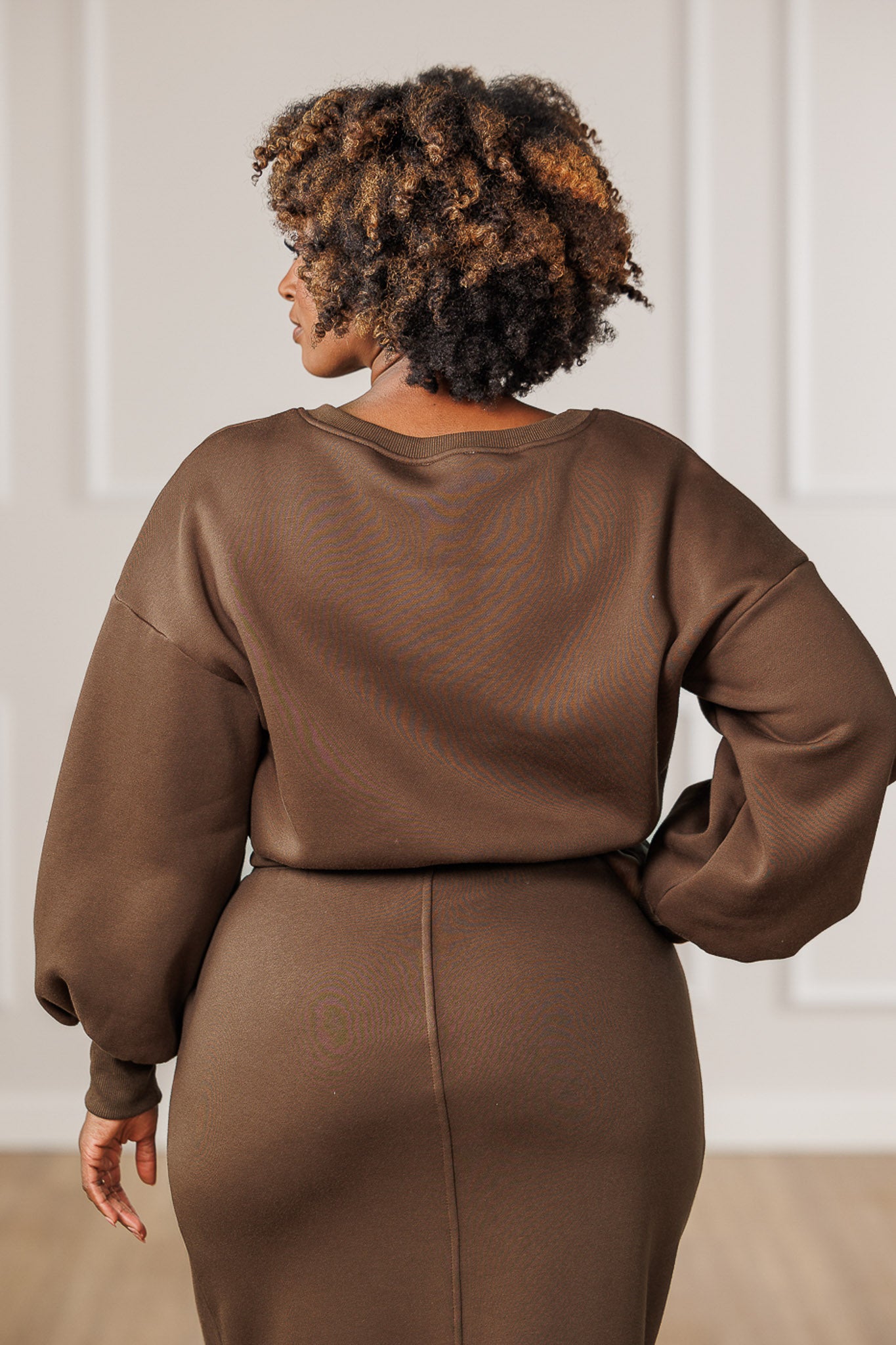 Vivian Fleece Surplice Sweatshirt - Mocha