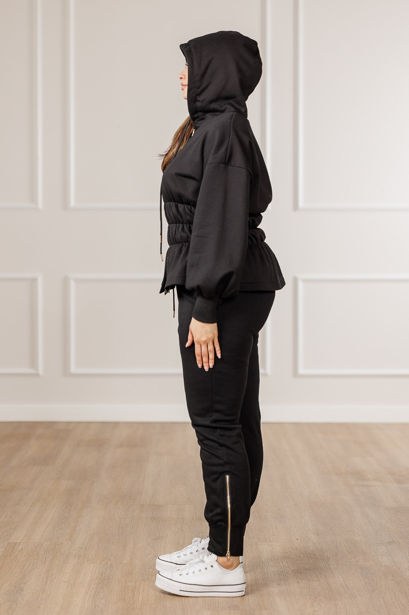 Sabrina Fleece Smocked Hooded Jacket