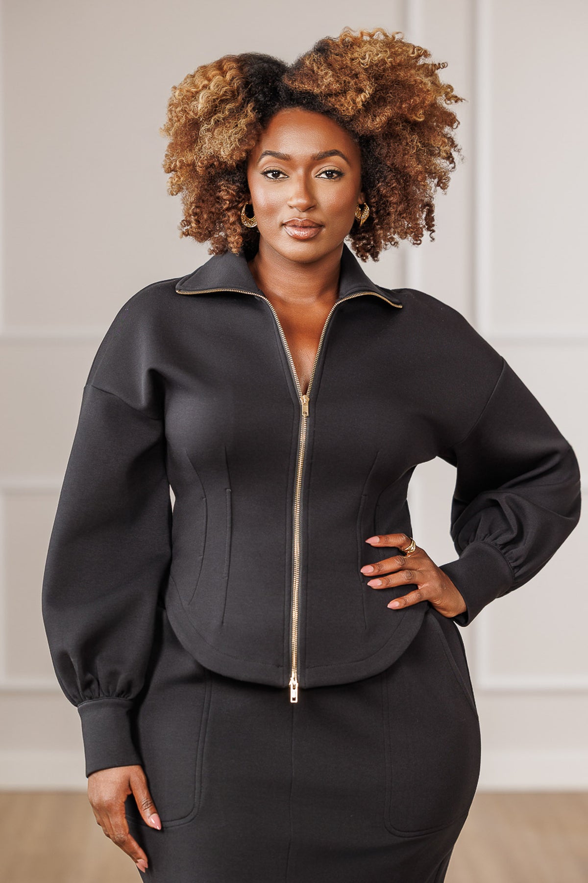 Nyla Cinched Waist Jacket - Black