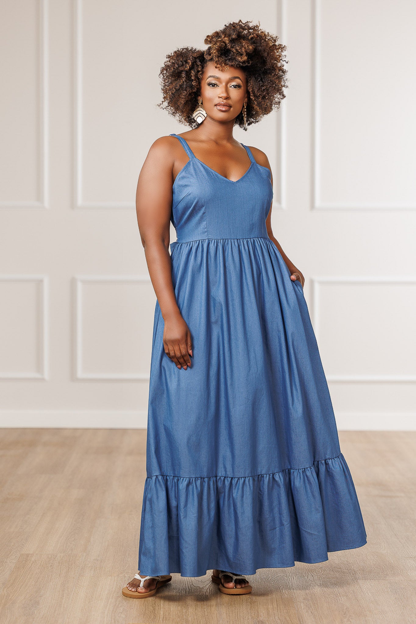 FINAL SALE - Tammi Ruffle Maxi Dress - Denim