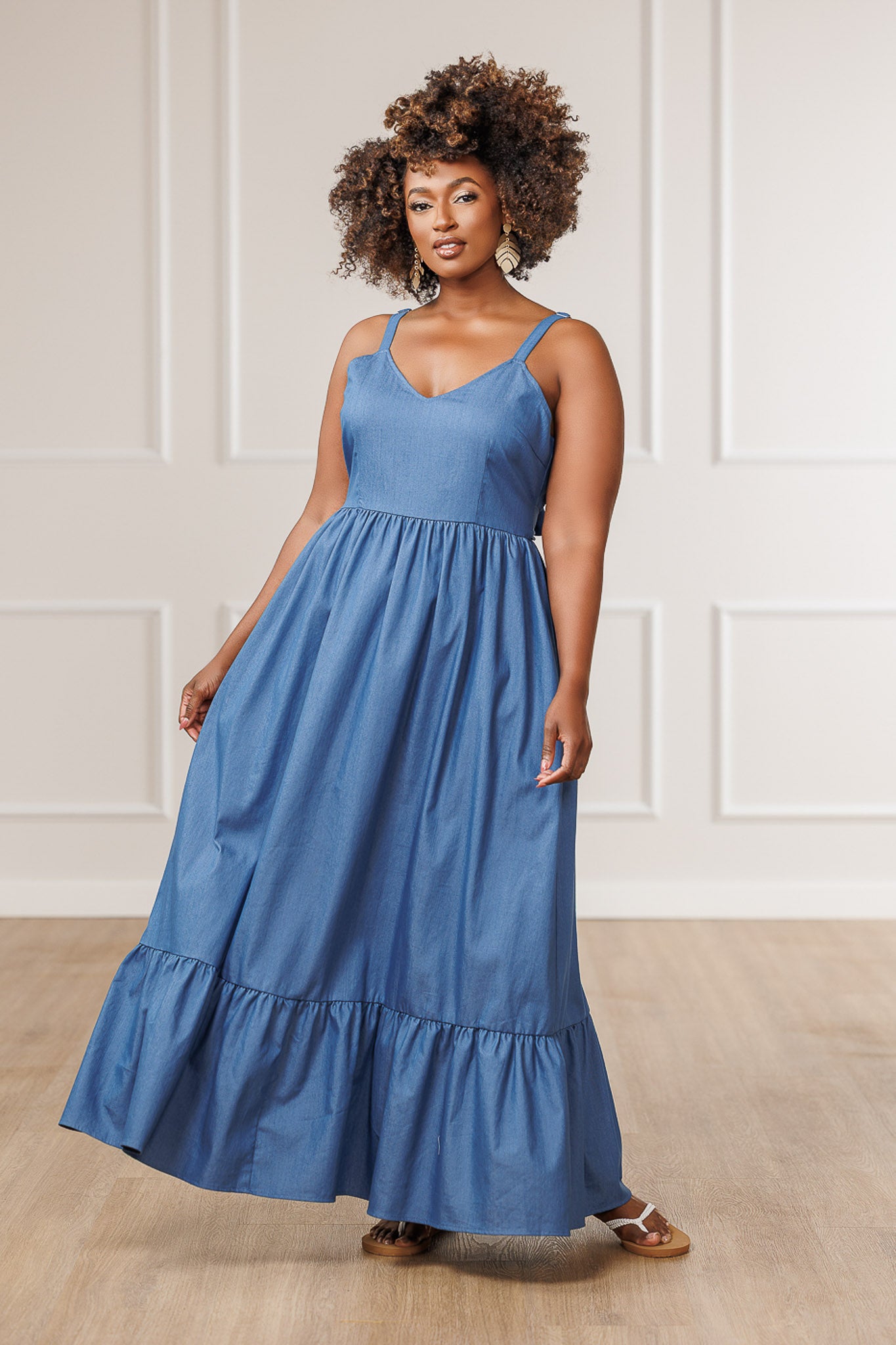 FINAL SALE - Tammi Ruffle Maxi Dress - Denim