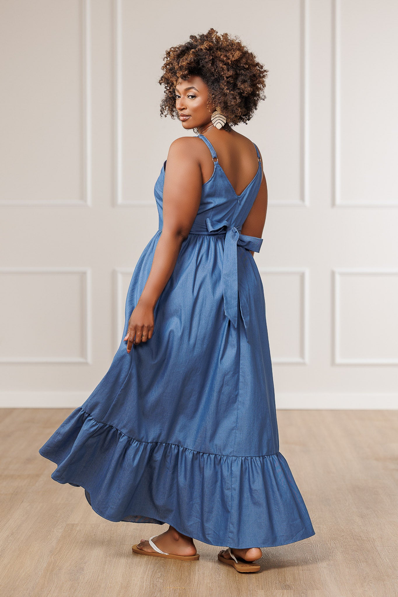 FINAL SALE - Tammi Ruffle Maxi Dress - Denim