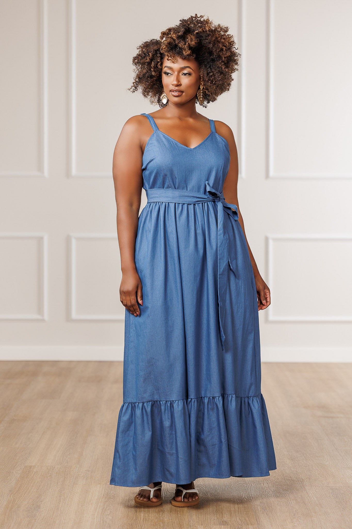 FINAL SALE - Tammi Ruffle Maxi Dress - Denim
