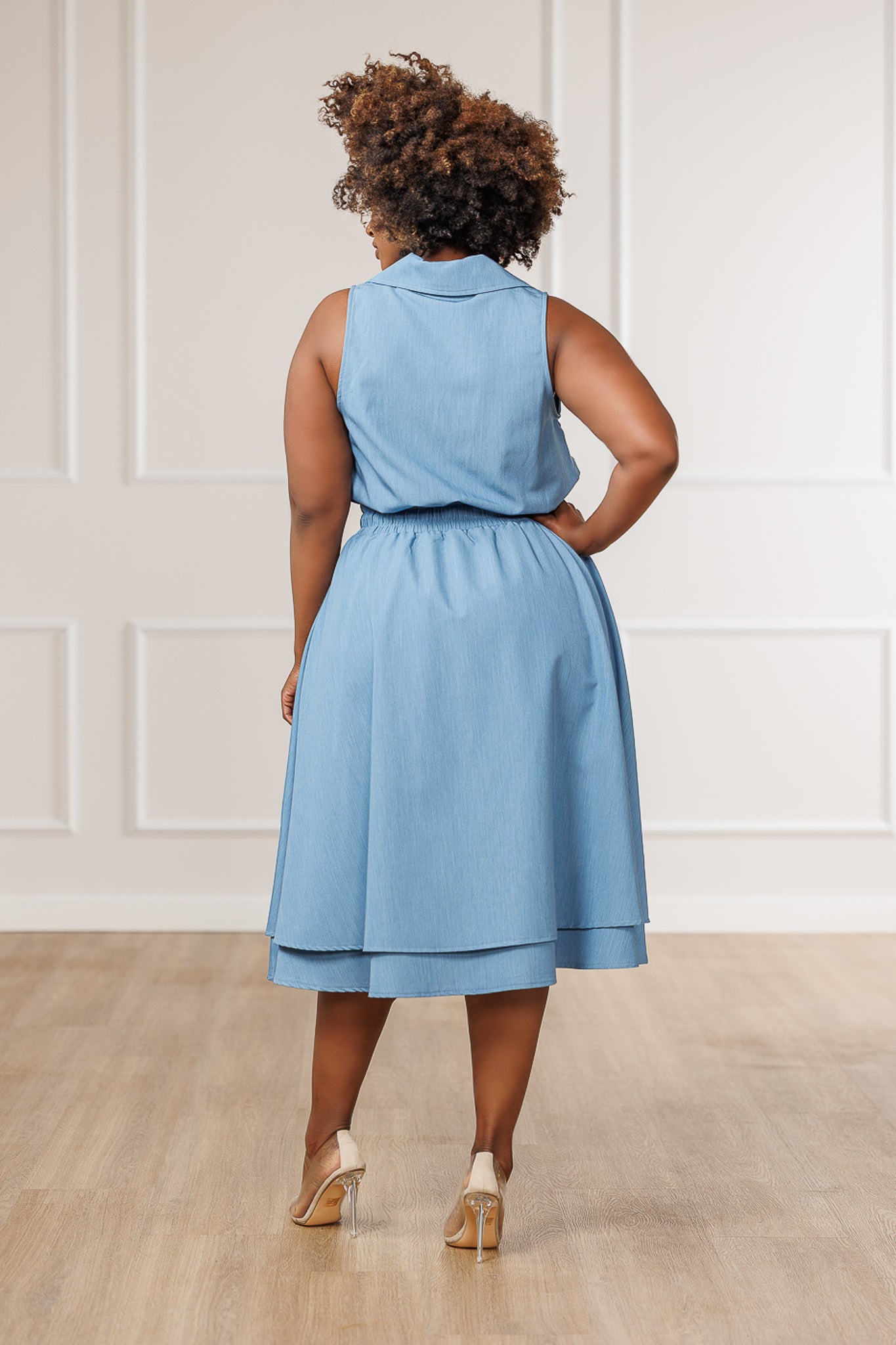 FINAL SALE - Indie Collared Sleeveless Midi Dress