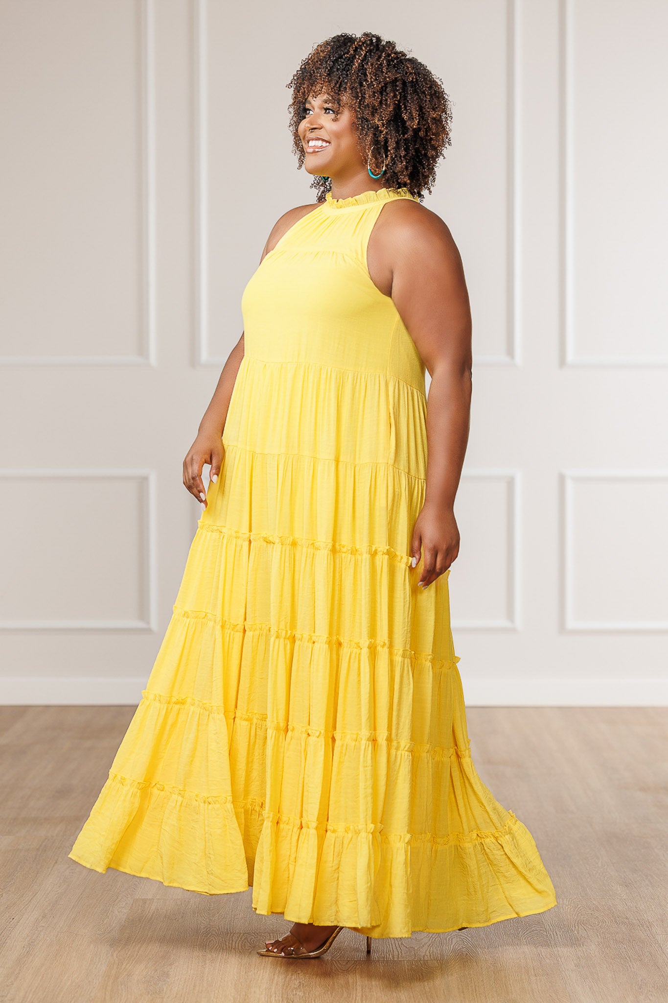 FINAL SALE - Jacqui Tiered Ruffle Dress - Yellow