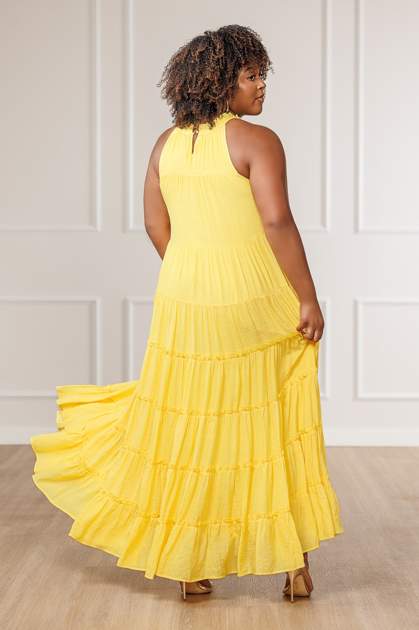 FINAL SALE - Jacqui Tiered Ruffle Dress - Yellow