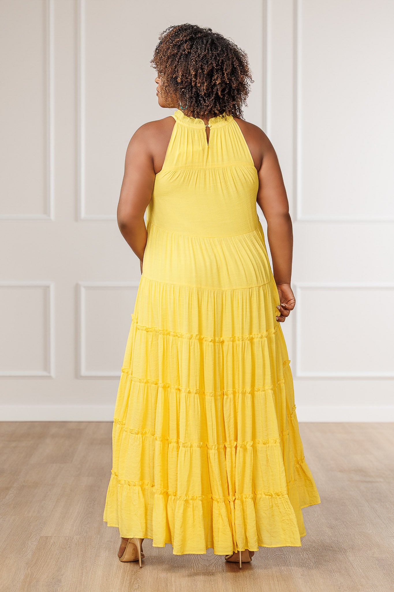 FINAL SALE - Jacqui Tiered Ruffle Dress - Yellow