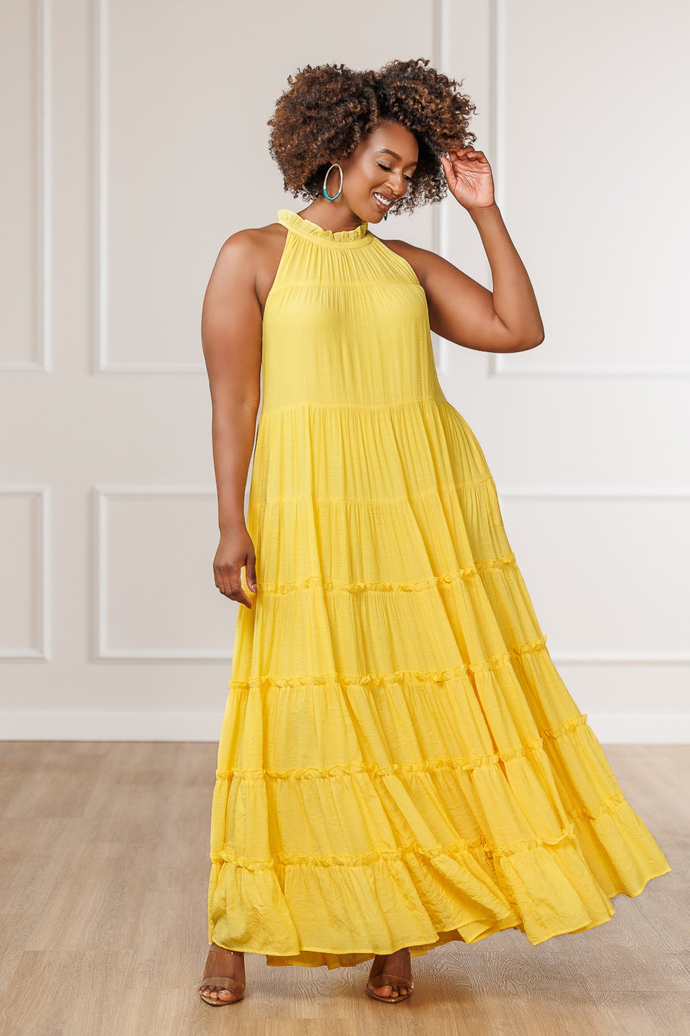 FINAL SALE - Jacqui Tiered Ruffle Dress - Yellow
