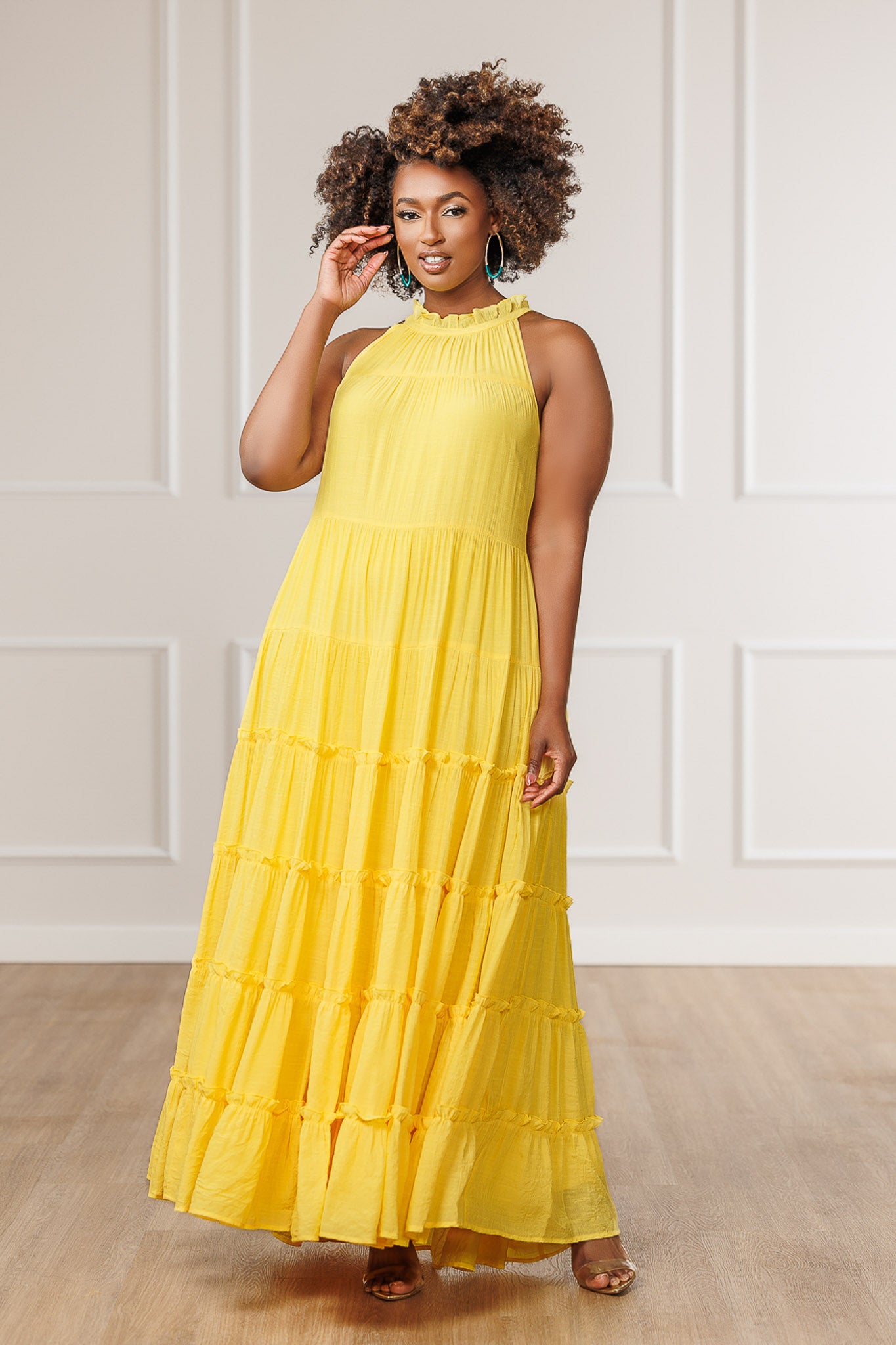 FINAL SALE - Jacqui Tiered Ruffle Dress - Yellow