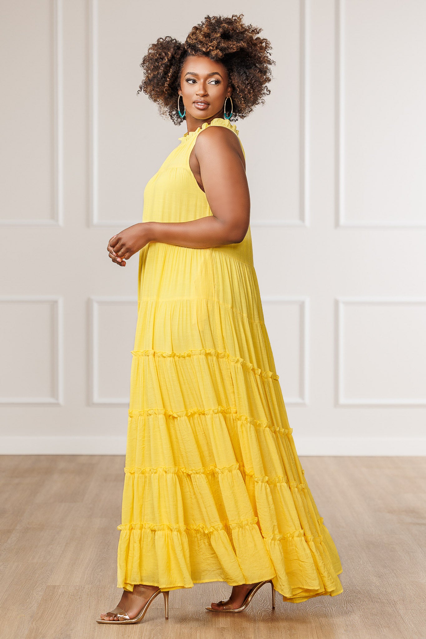 FINAL SALE - Jacqui Tiered Ruffle Dress - Yellow