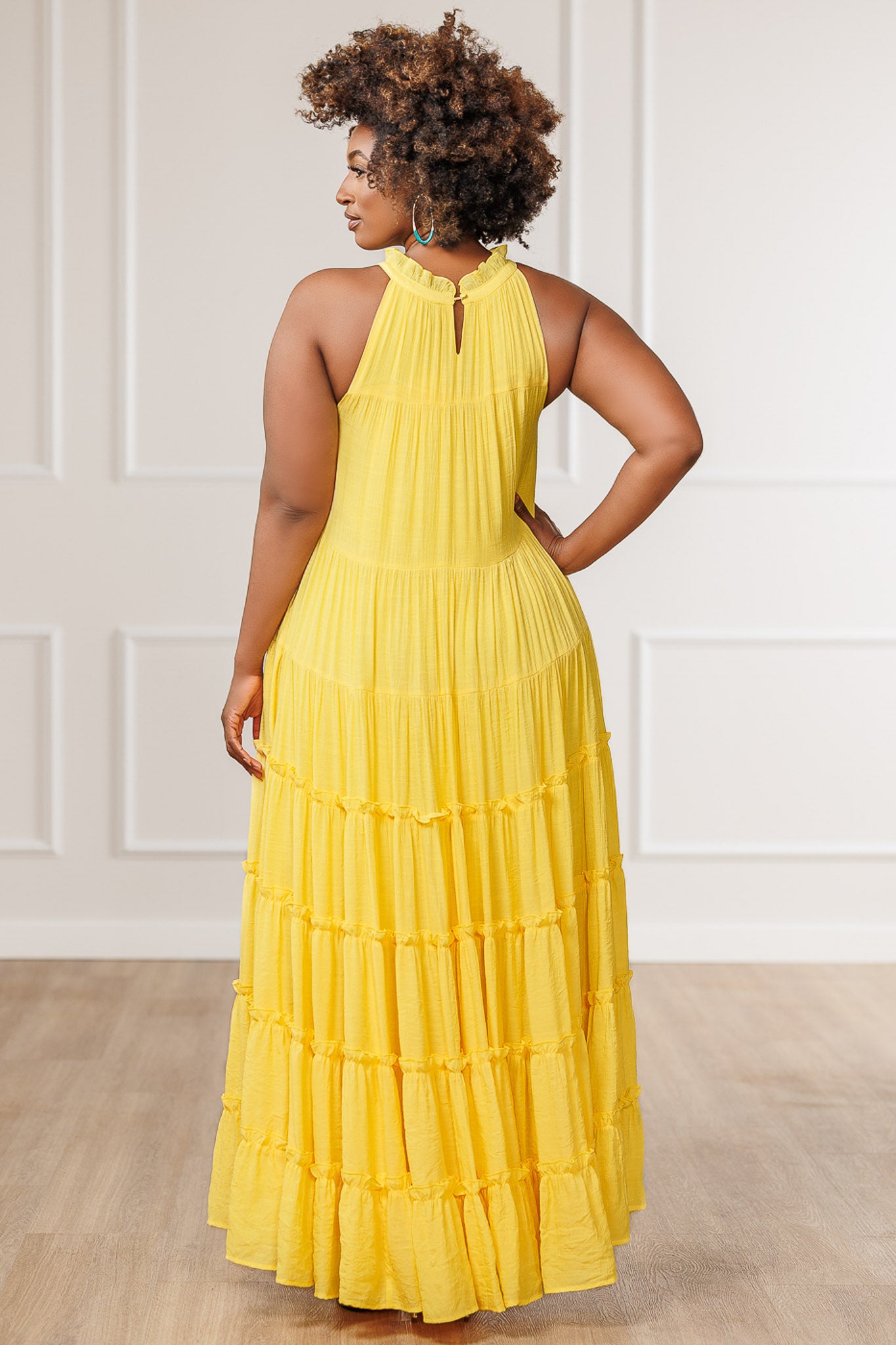 FINAL SALE - Jacqui Tiered Ruffle Dress - Yellow