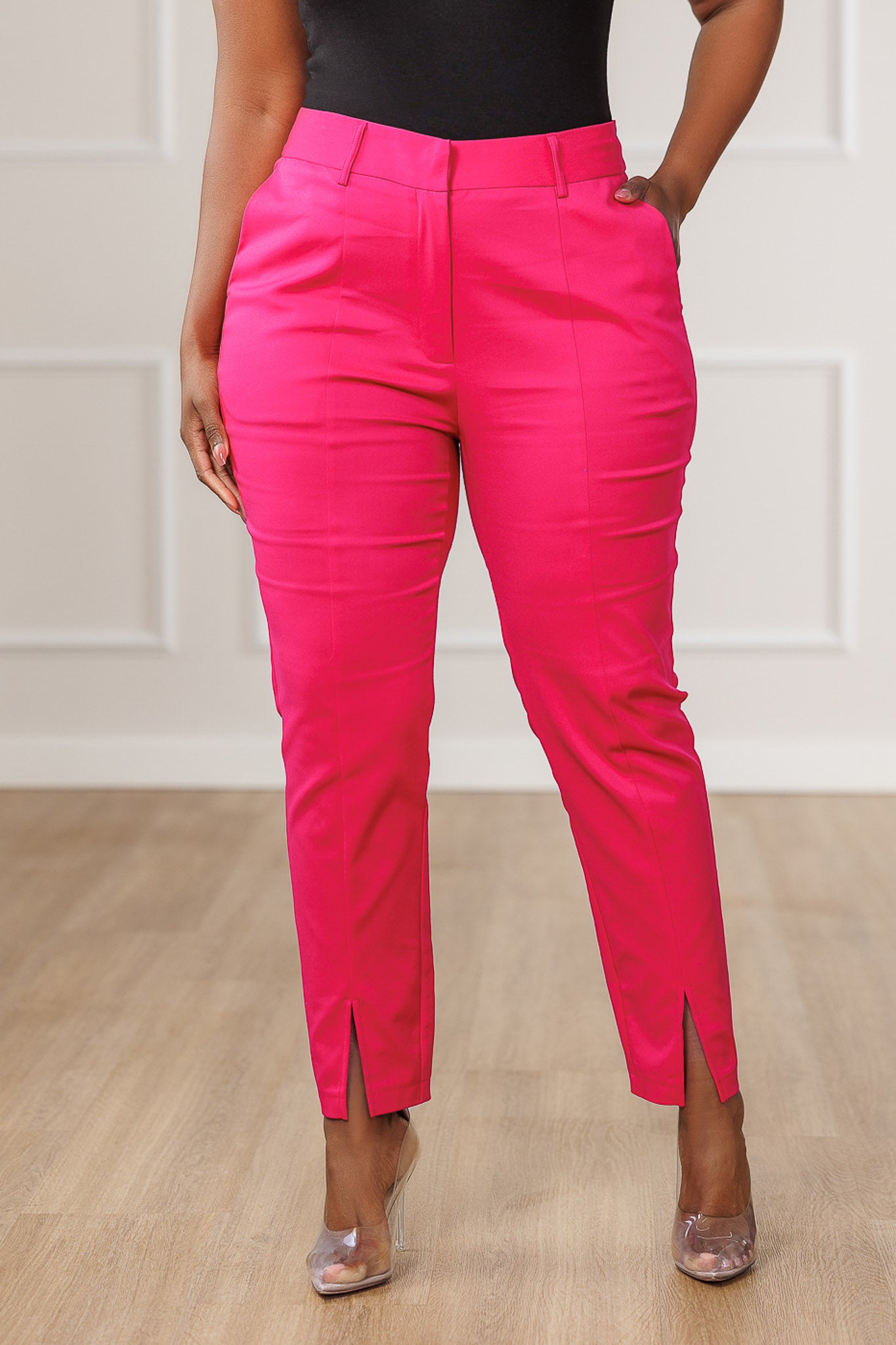 FINAL SALE - Myah Front Slit Cropped Pants - Magenta