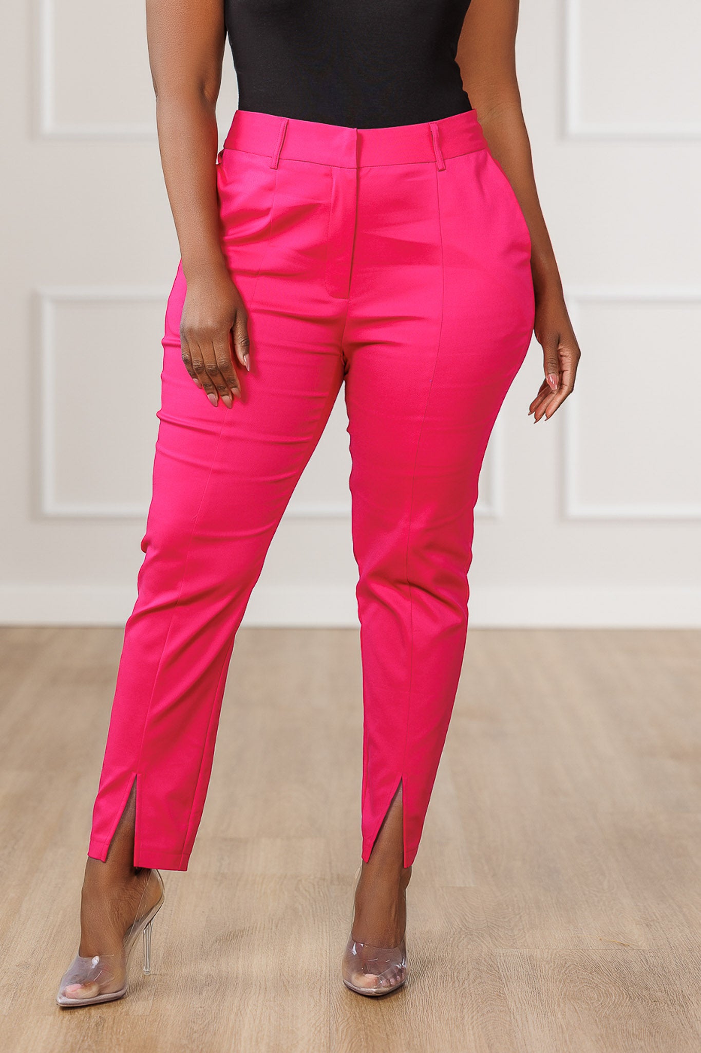 FINAL SALE - Myah Front Slit Cropped Pants - Magenta