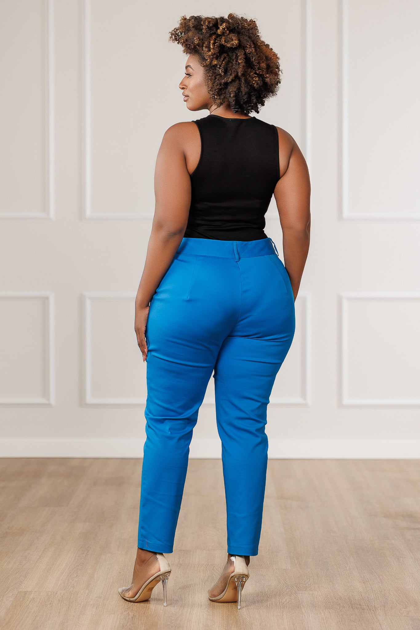 FINAL SALE - Myah Front Slit Cropped Pants - Blue