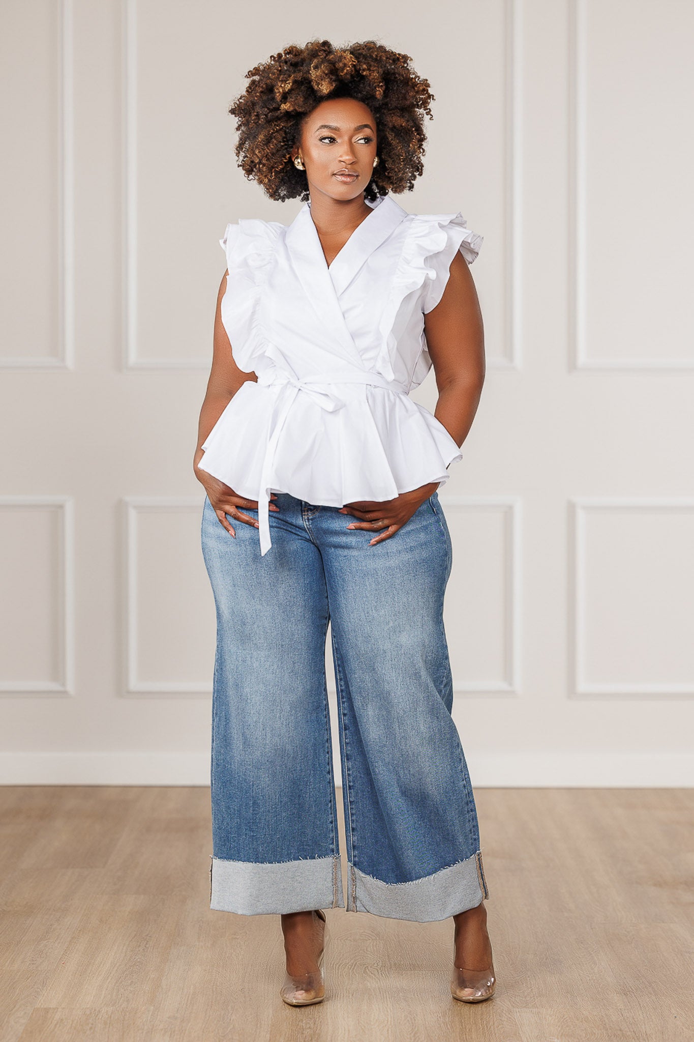 Loray Surplice Wrap Top - White