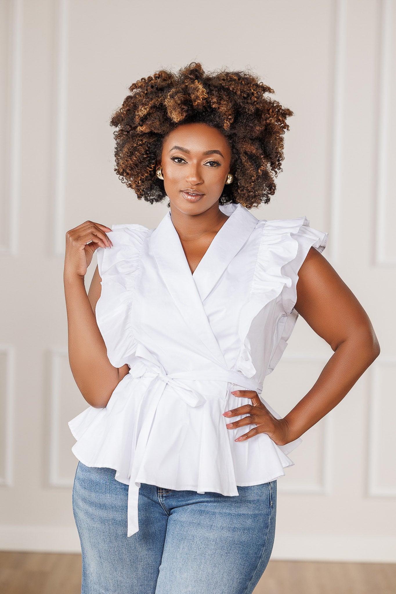 Loray Surplice Wrap Top - White
