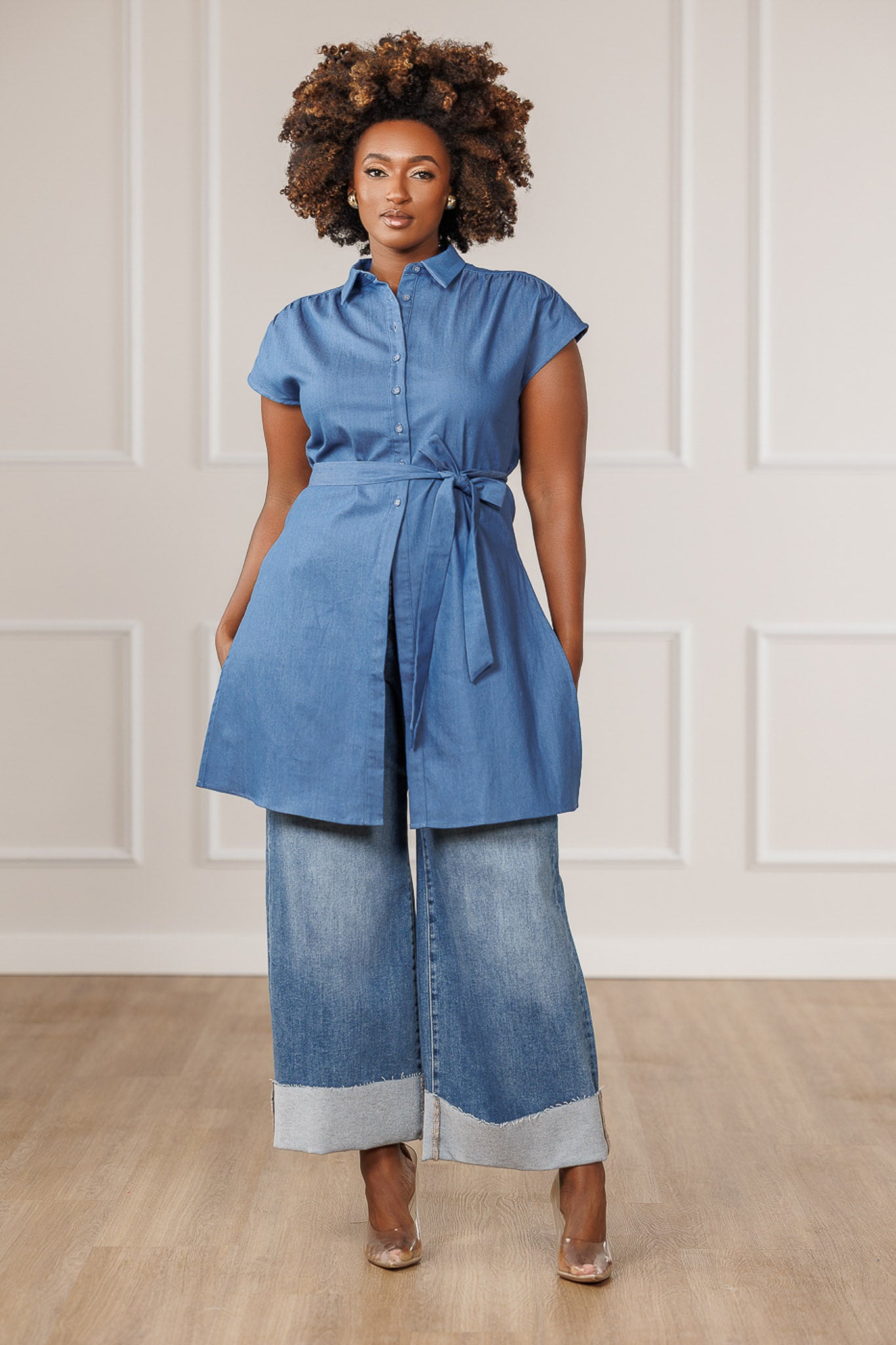 FINAL SALE - Shae Button Down Top - Denim
