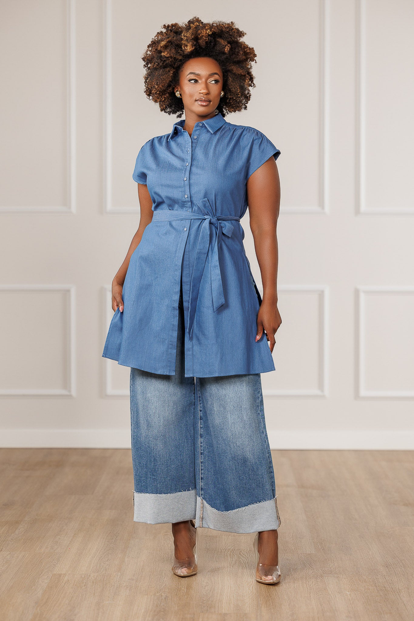 FINAL SALE - Shae Button Down Top - Denim