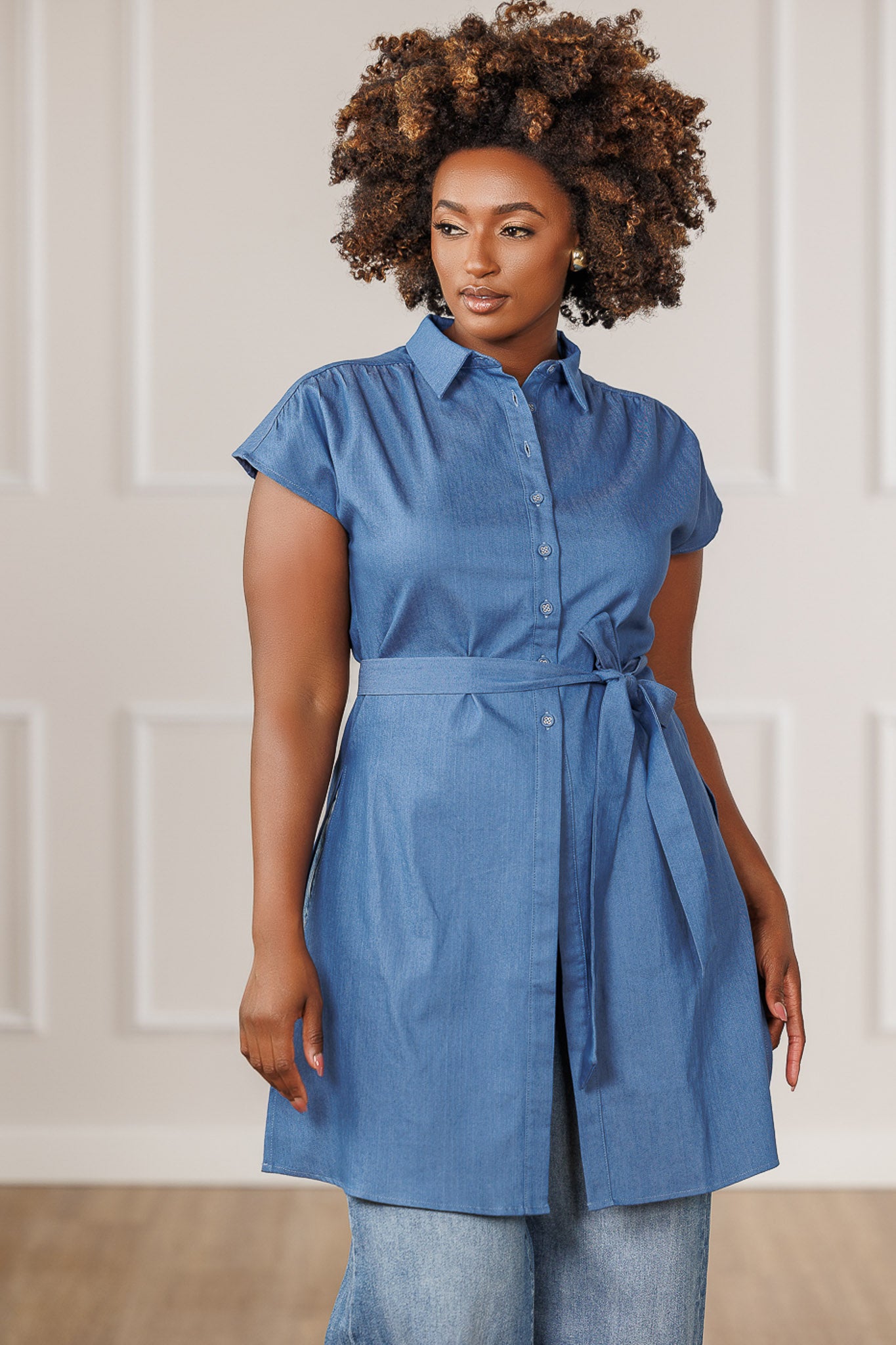 FINAL SALE - Shae Button Down Top - Denim