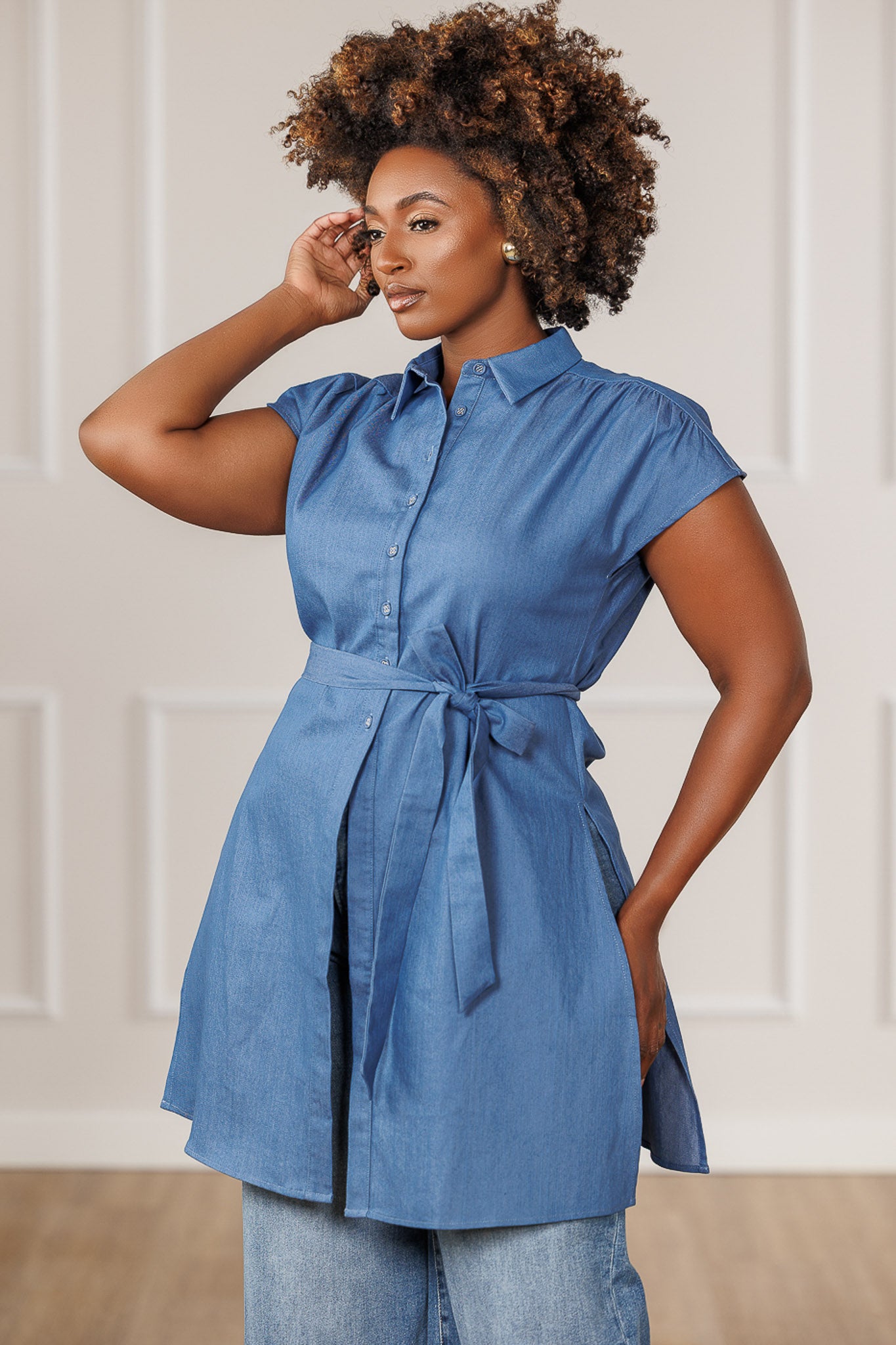 FINAL SALE - Shae Button Down Top - Denim