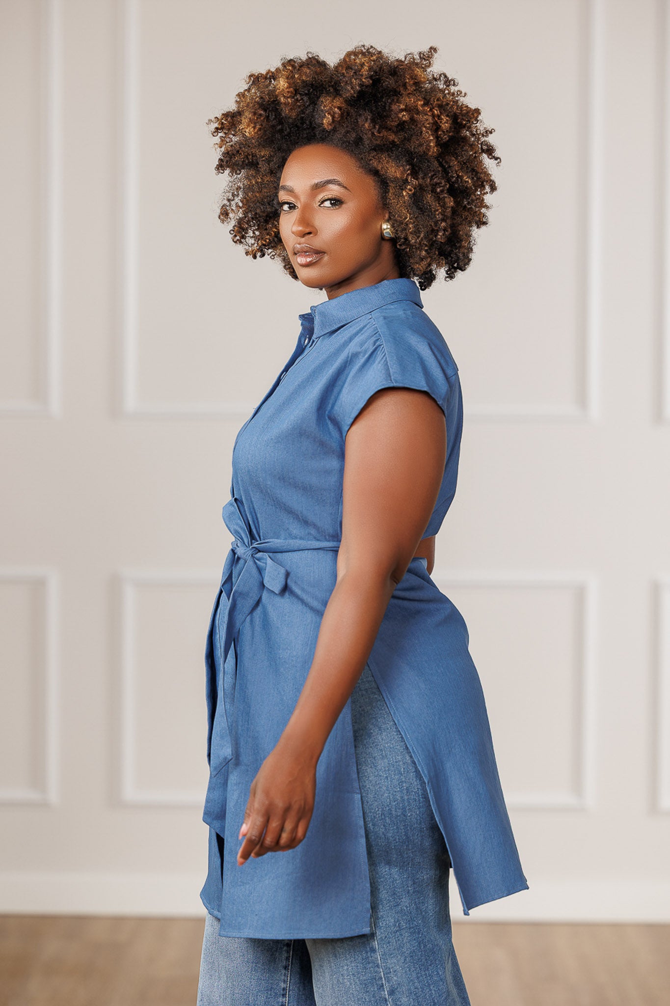 FINAL SALE - Shae Button Down Top - Denim