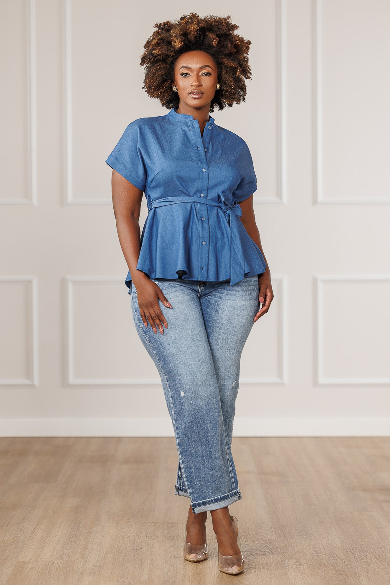 FINAL SALE - Salina Peplum Top - Denim