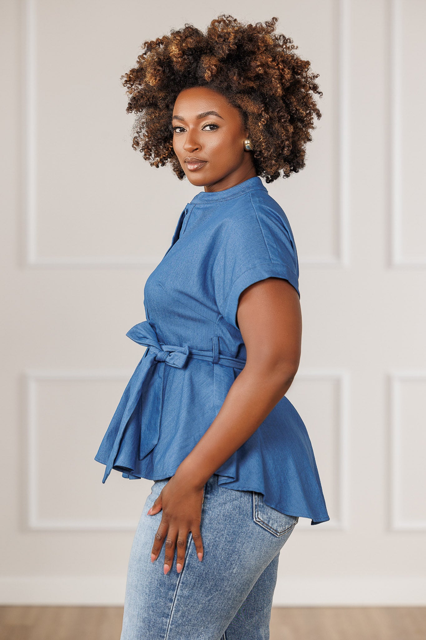 FINAL SALE - Salina Peplum Top - Denim