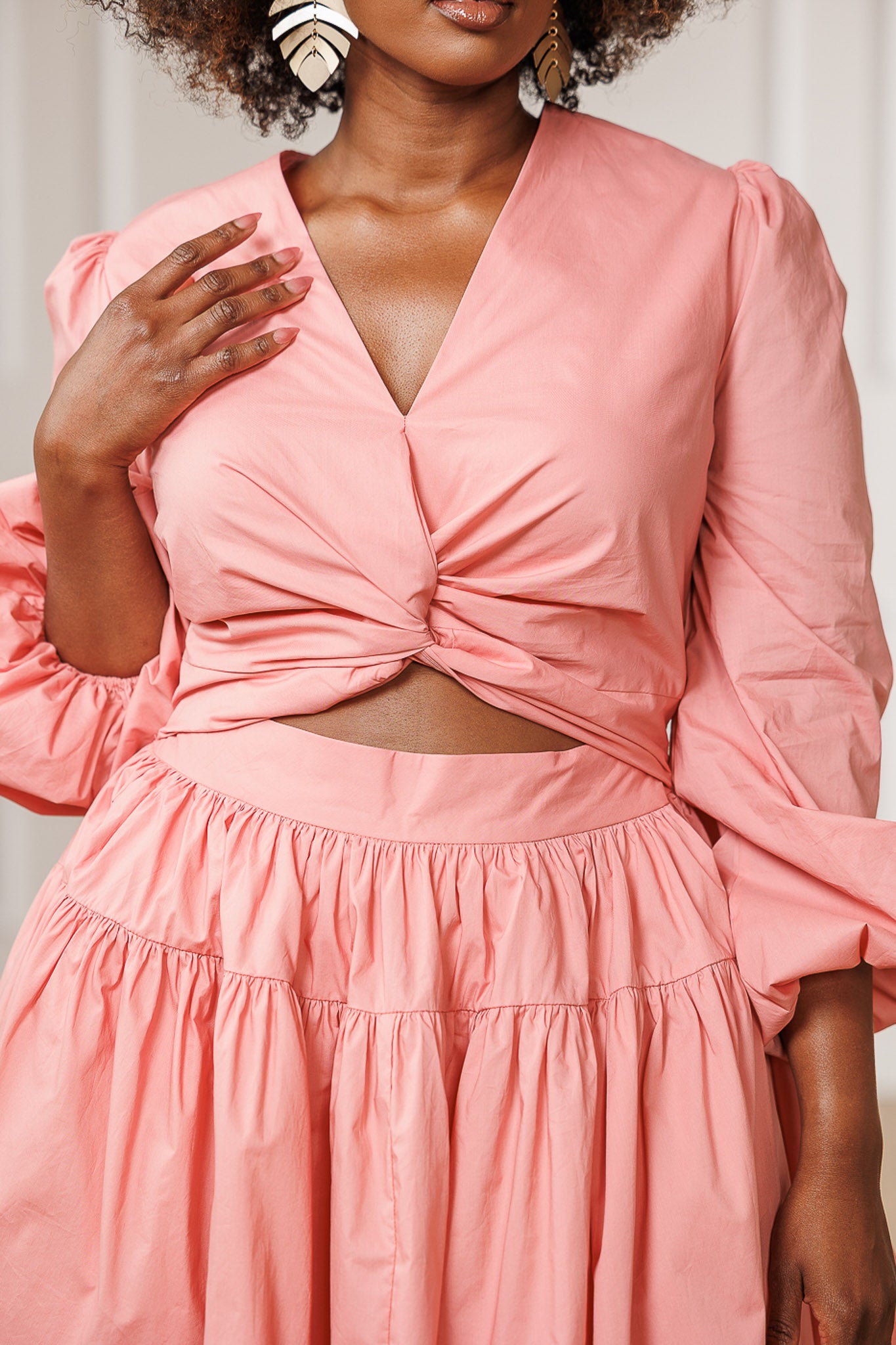 FINAL SALE - Juliette Front Knot Cut-Out Dress - Rose