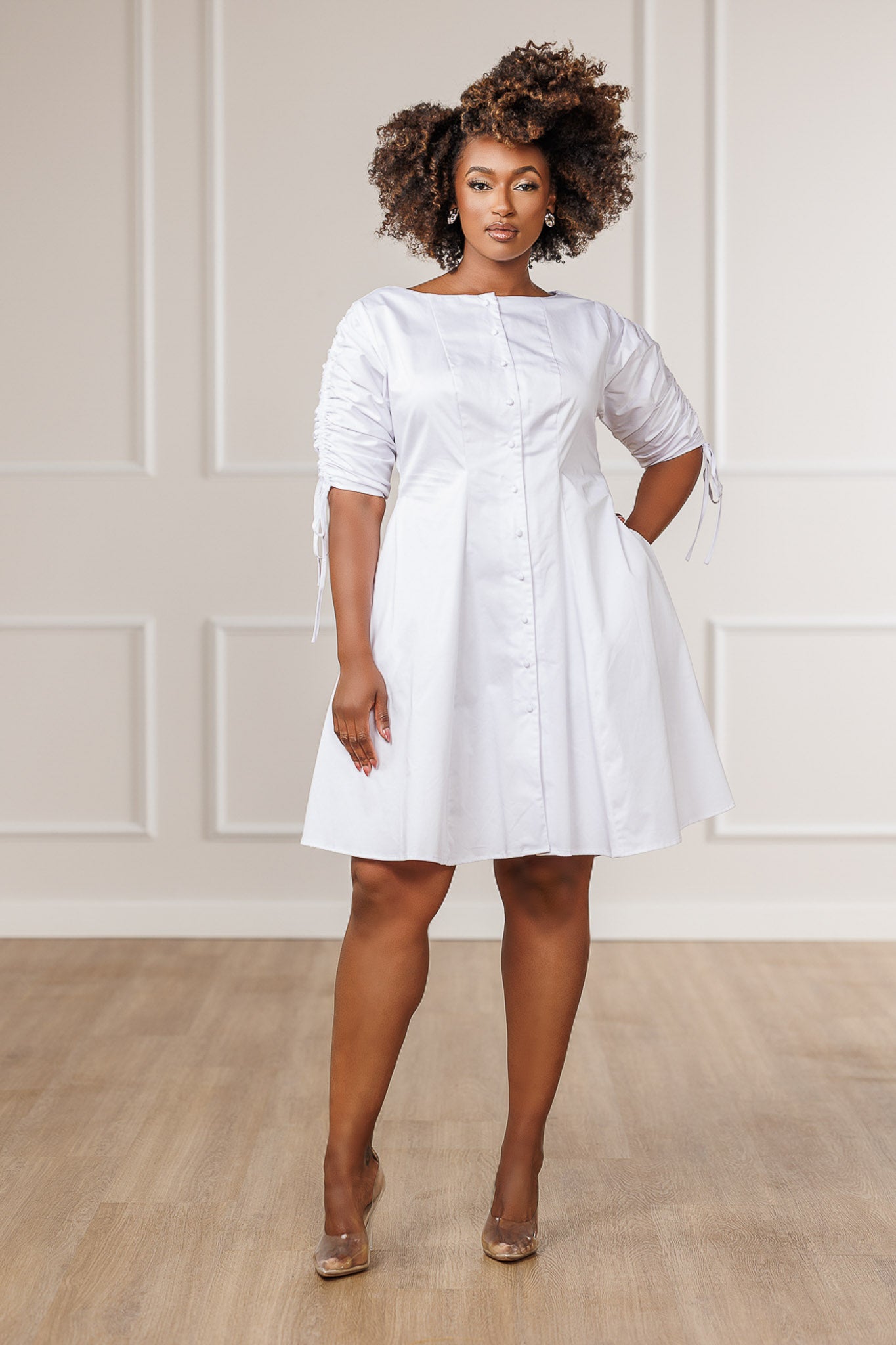 FINAL SALE - Olivia Boat Neck Dress - White