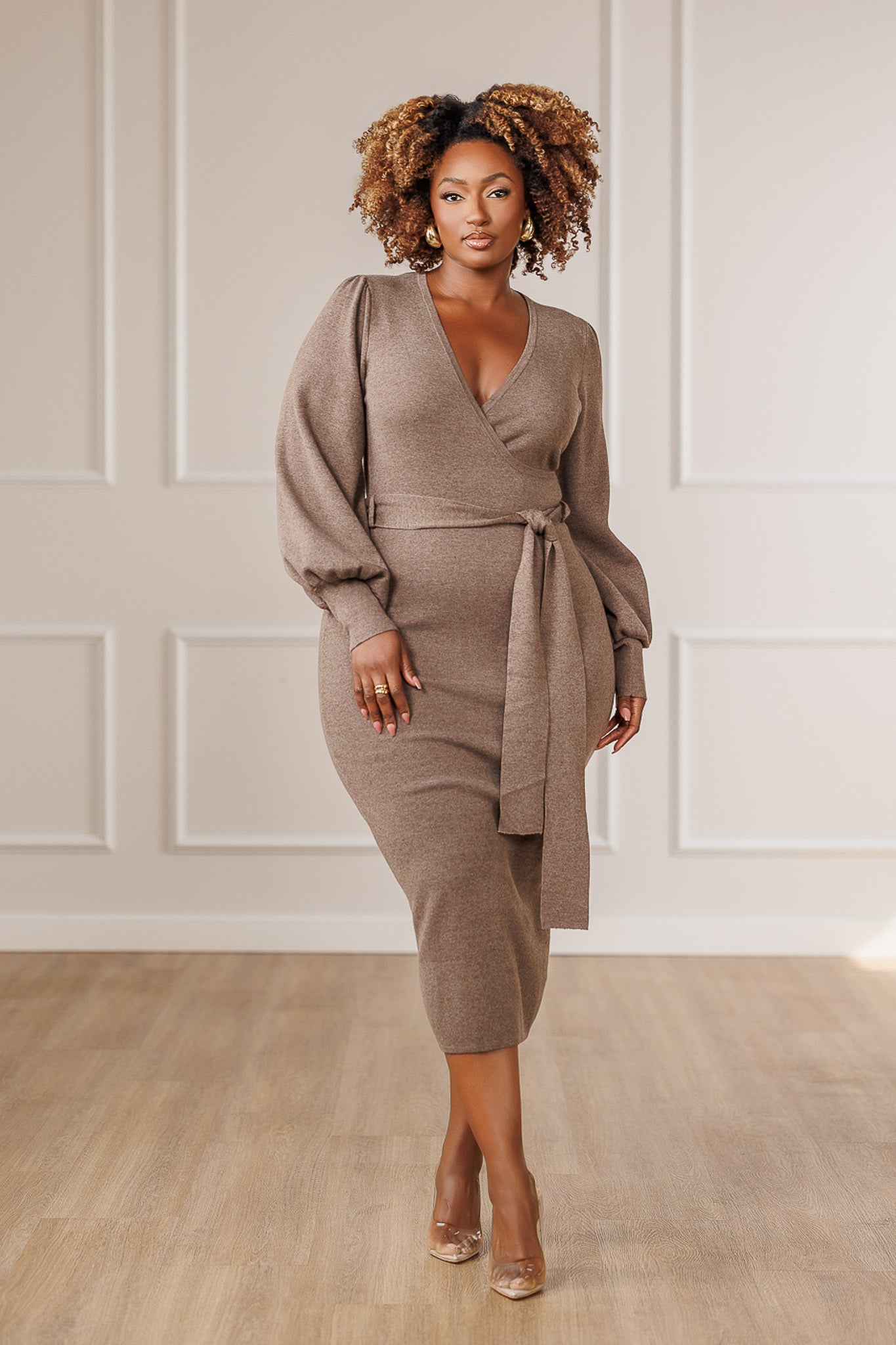 Morique Sweater Knit Dress - Mink