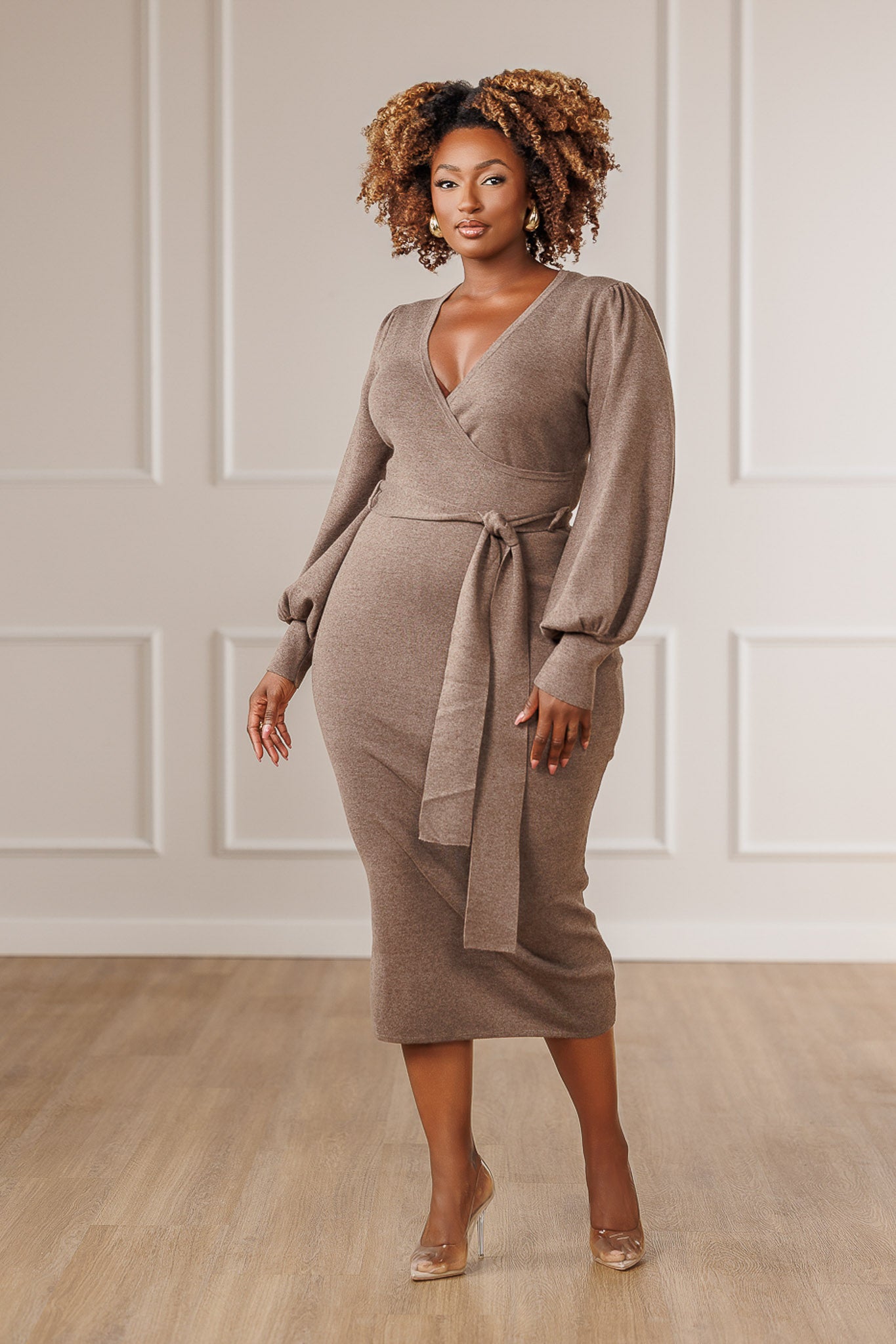Morique Sweater Knit Dress - Mink