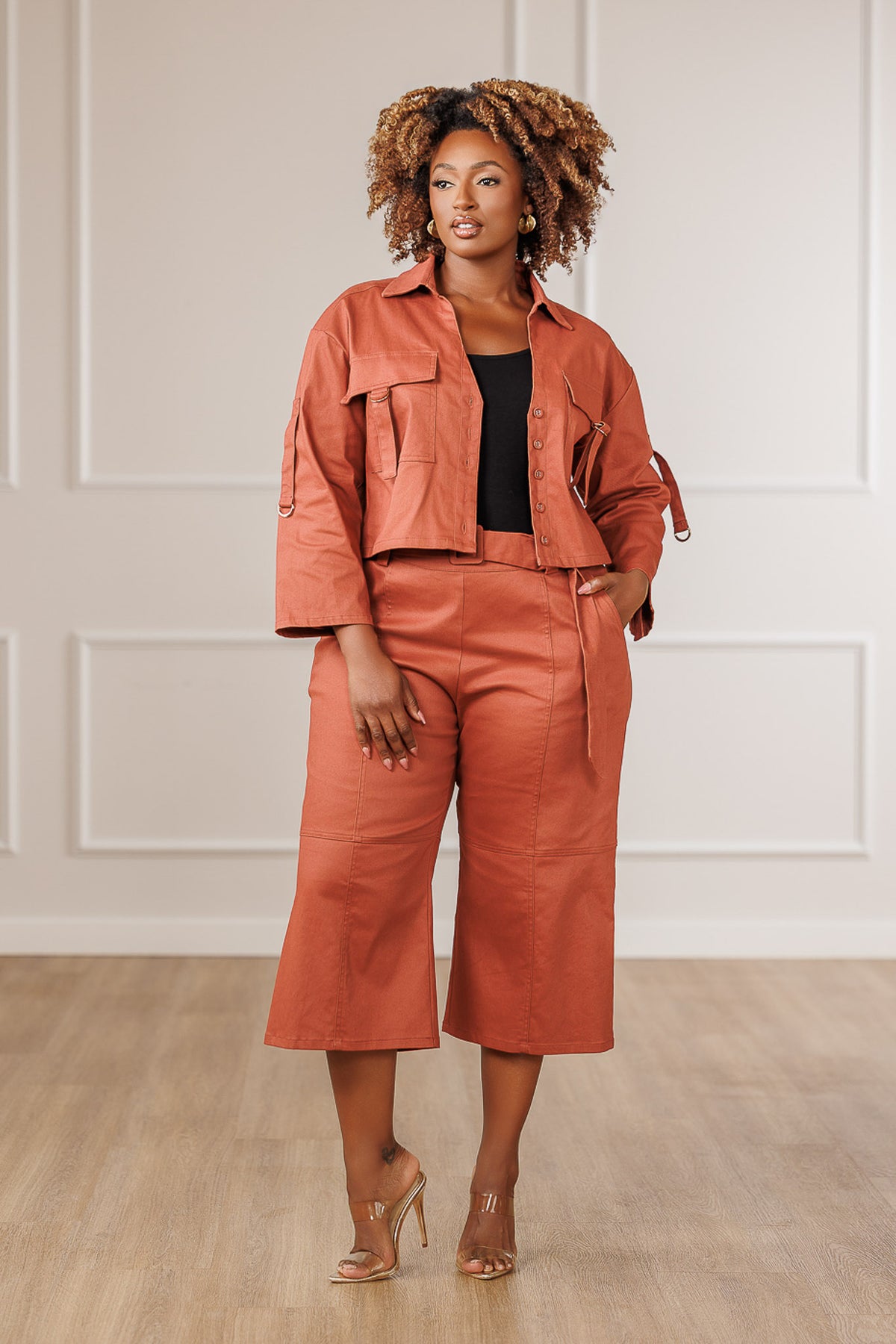 Gaia Belted Pintuck Seam Pants - Sienna