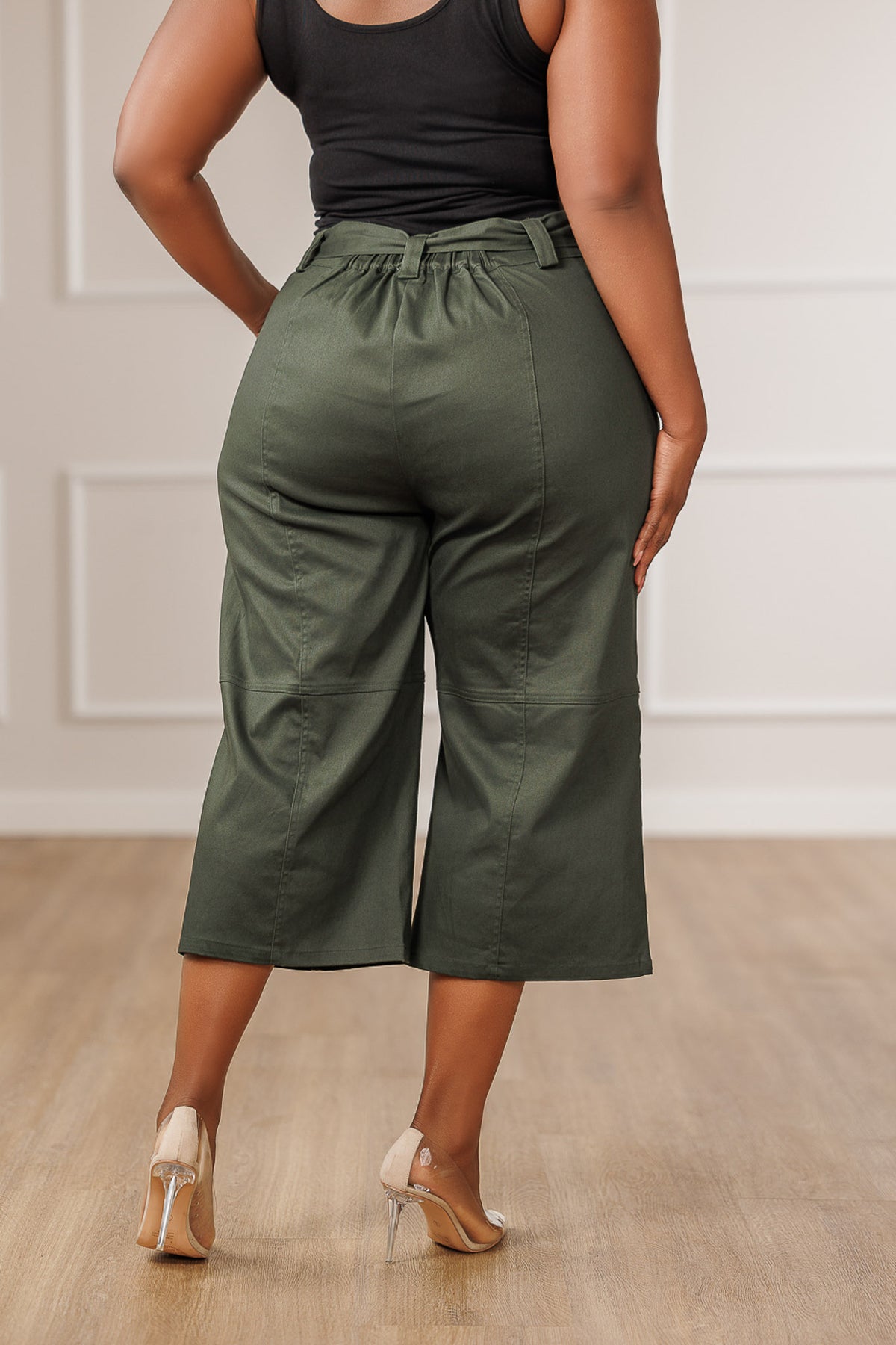 Gaia Belted Pintuck Seam Pants - Emerald
