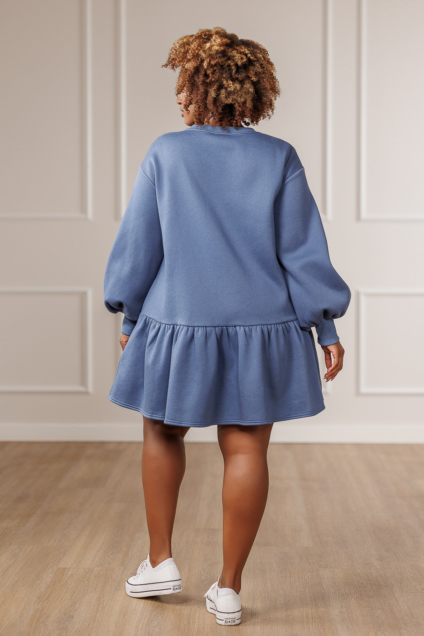 Nina Fleece Ruffle Hem Dress - Slate