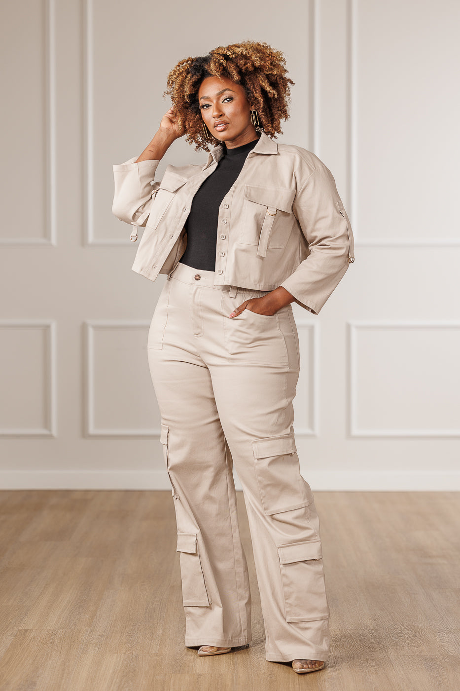 Alma Oversized Cargo Top - Beige