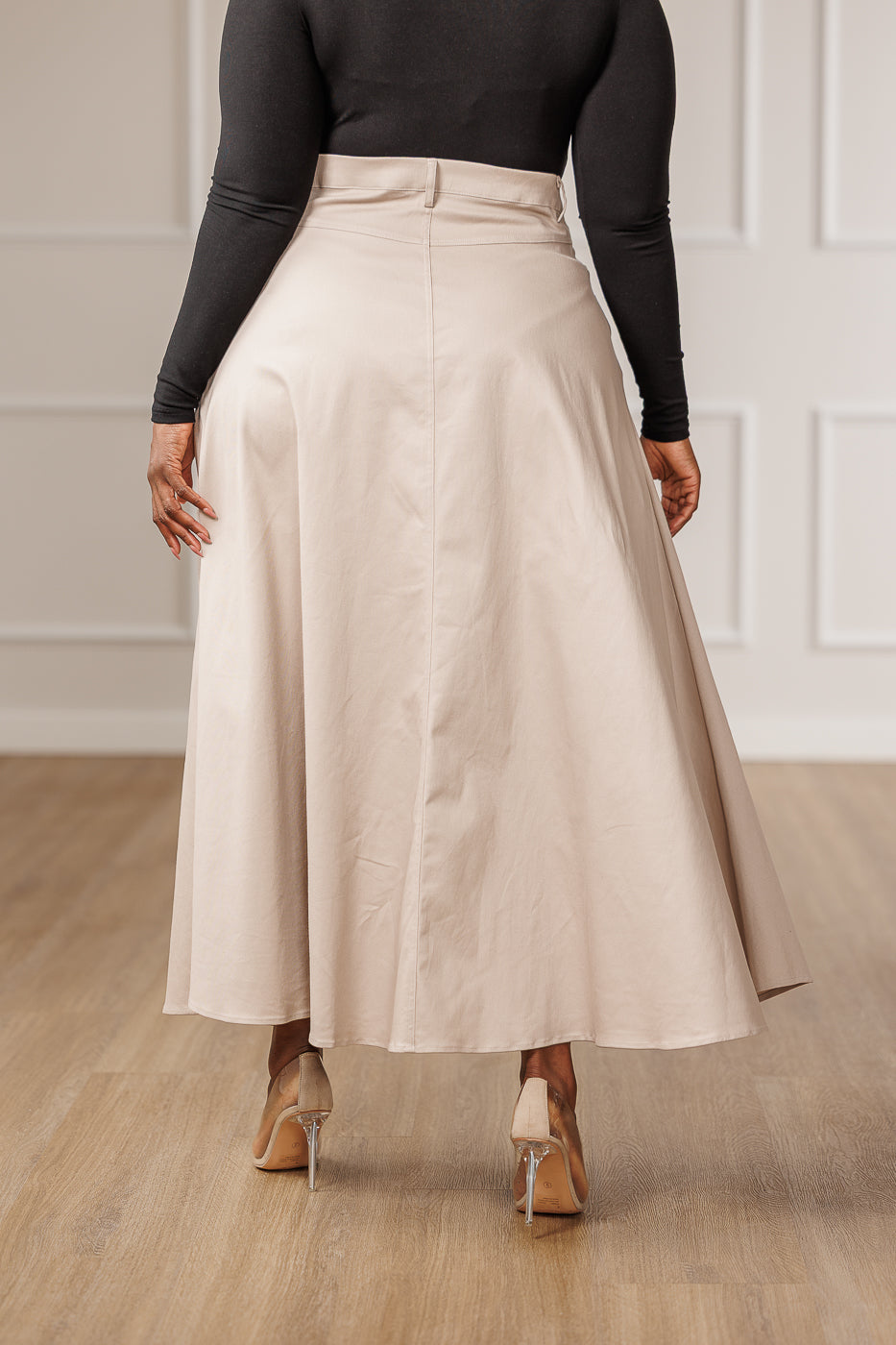 Archer A-Line Maxi Skirt - Beige