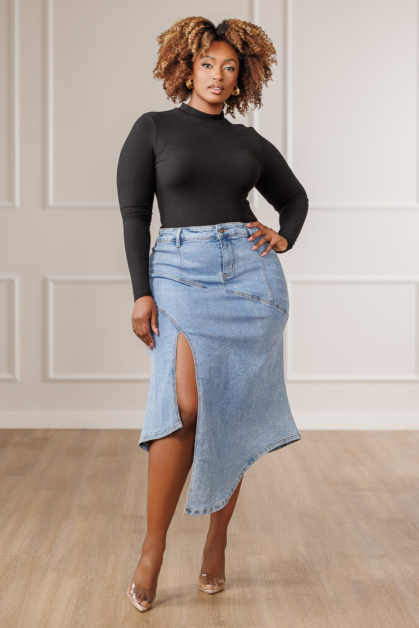 Andie Mock Neck Knit Bodysuit - Black
