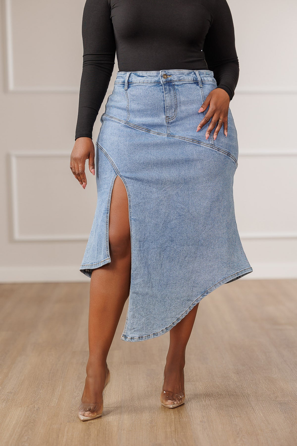 Bianca Asymmetric Denim Skirt