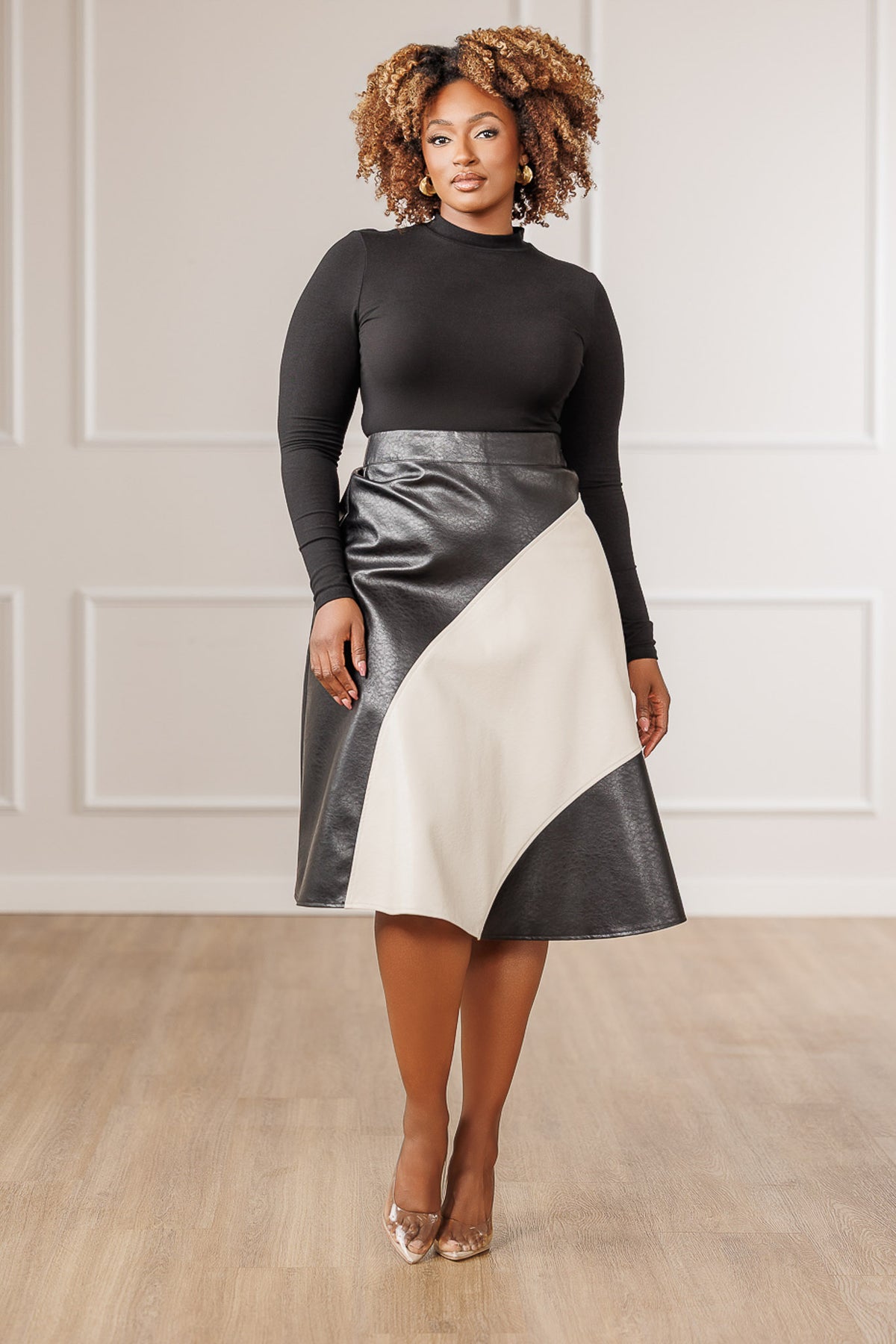 Brielle Colorblock Circle Skirt - Bone
