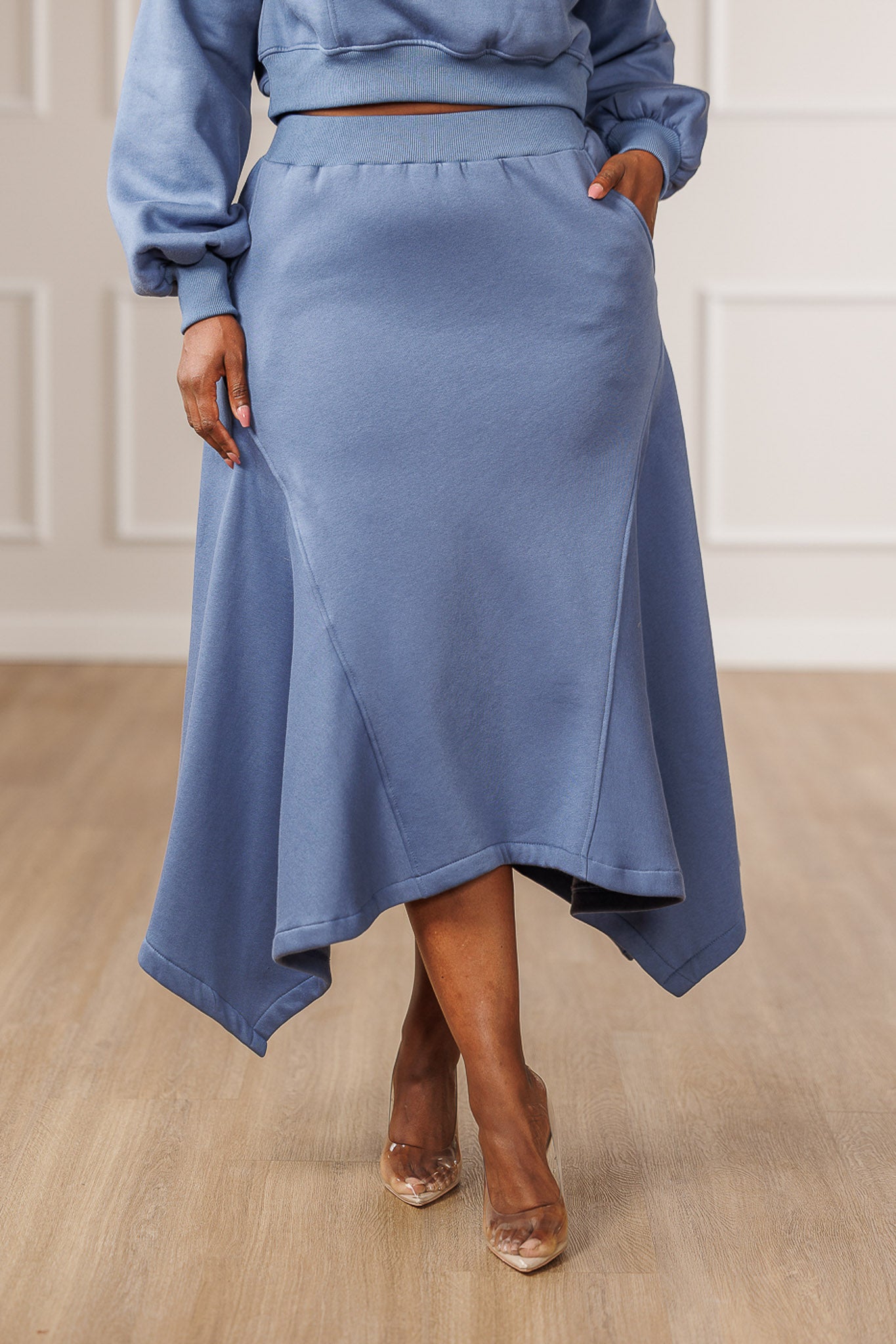Sable Fleece Handkerchief Skirt - Slate