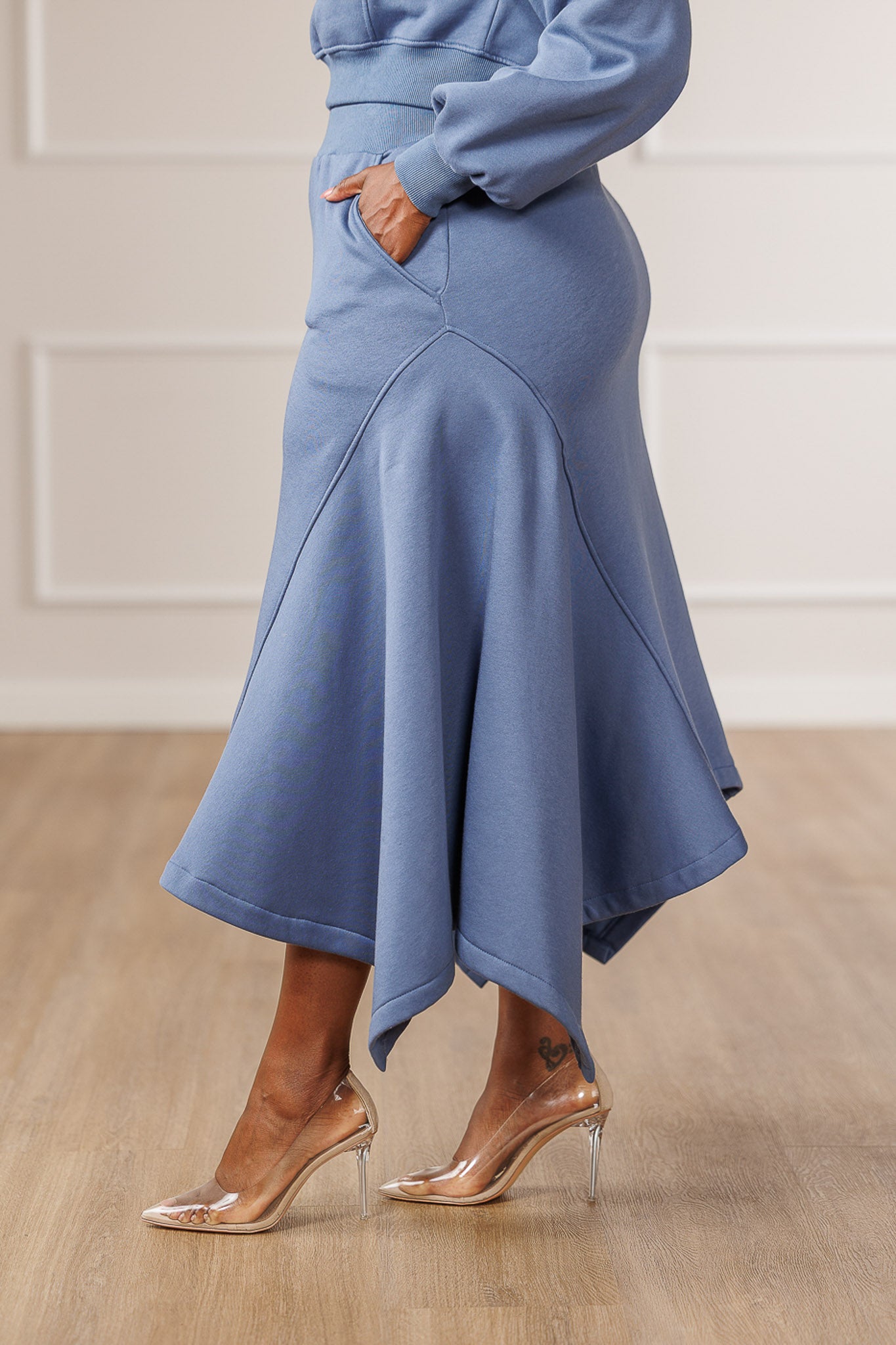 Sable Fleece Handkerchief Skirt - Slate